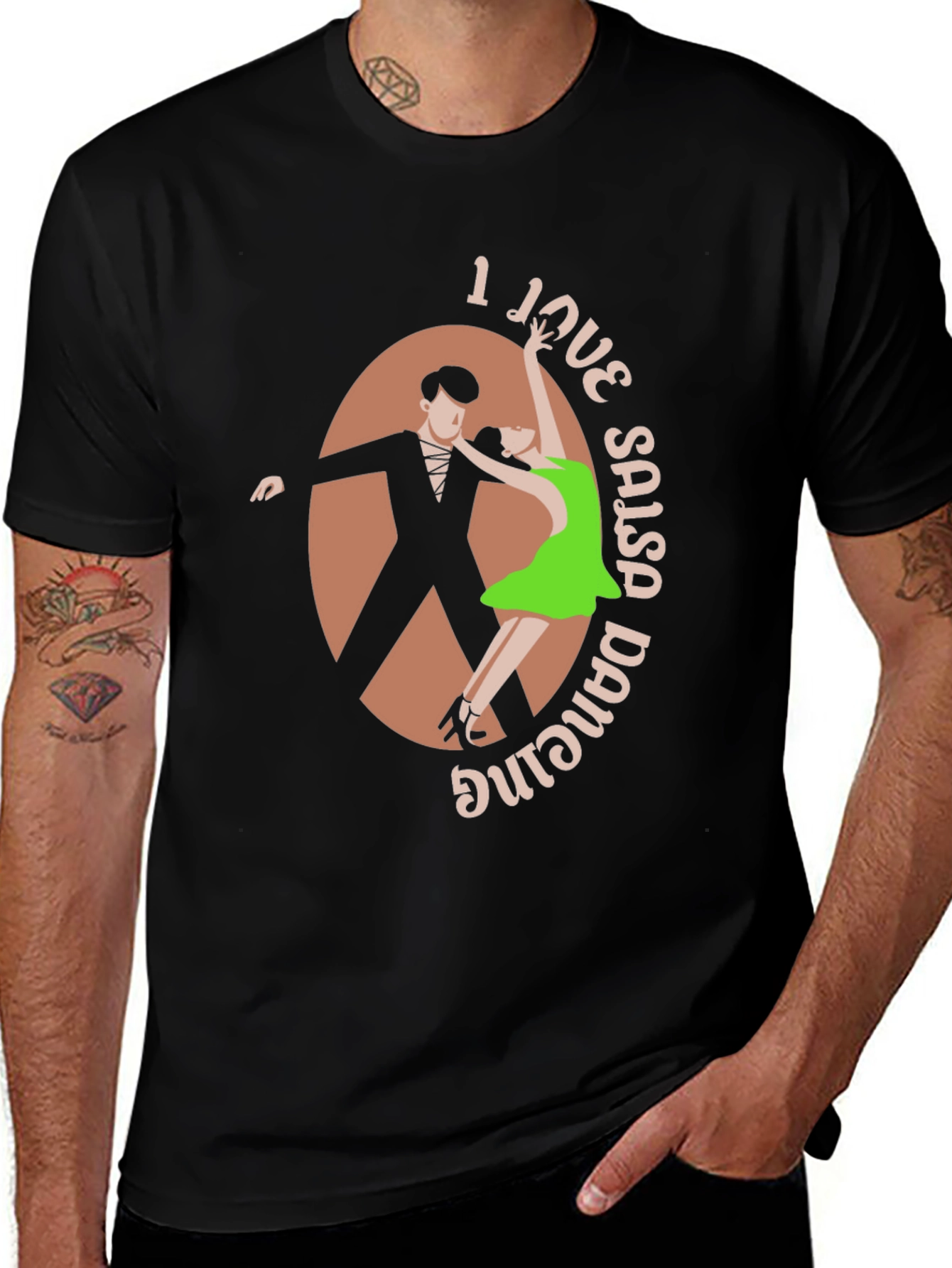 Variant 6 of I Love Salsa Dancing Graphic Tee - Black