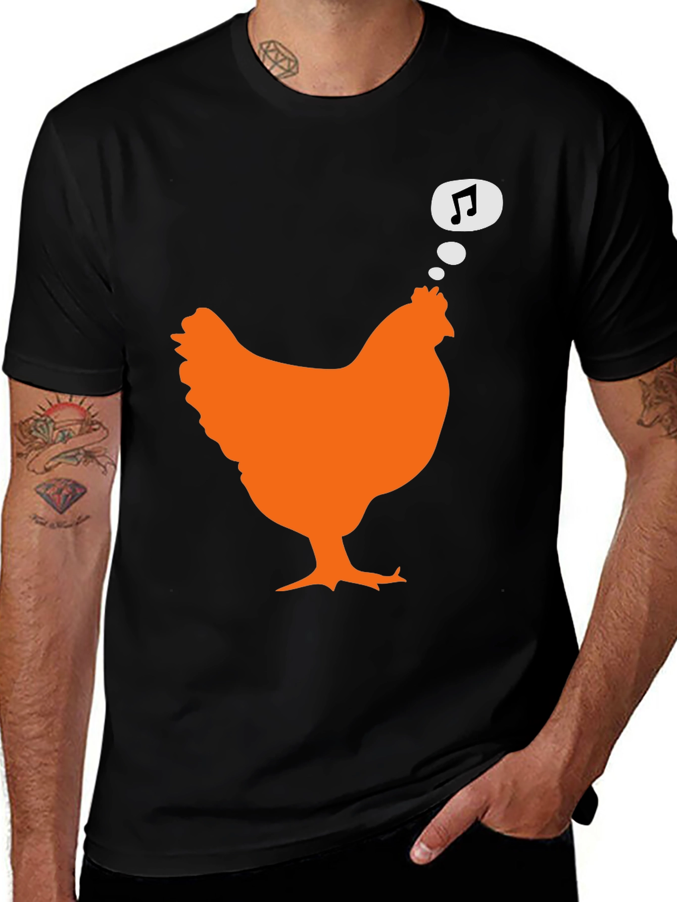 Variant 18 of Singing Chicken Graphic Tee - Black