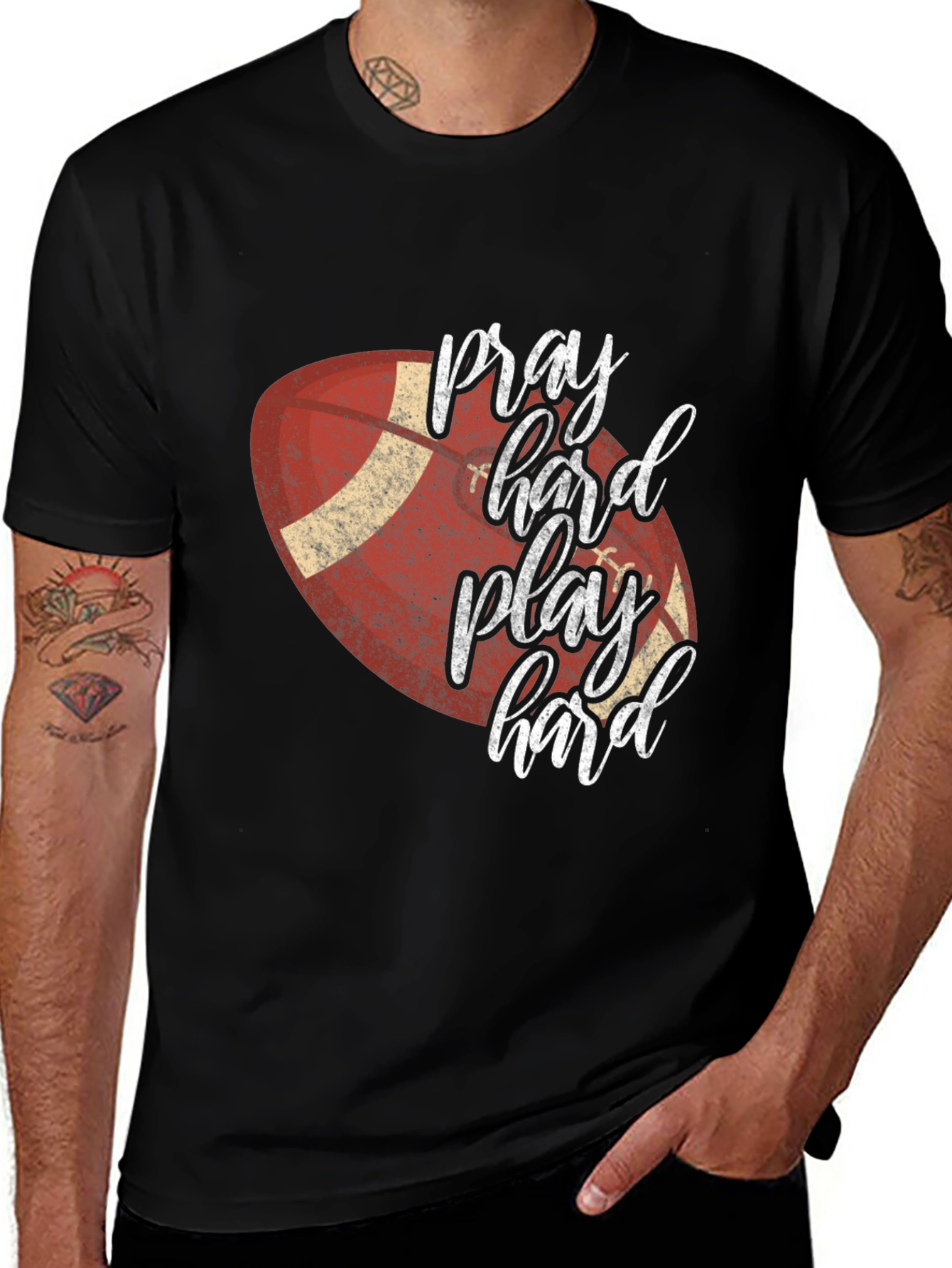 Variant 4 of Pray Hard Play Hard Football T-Shirt