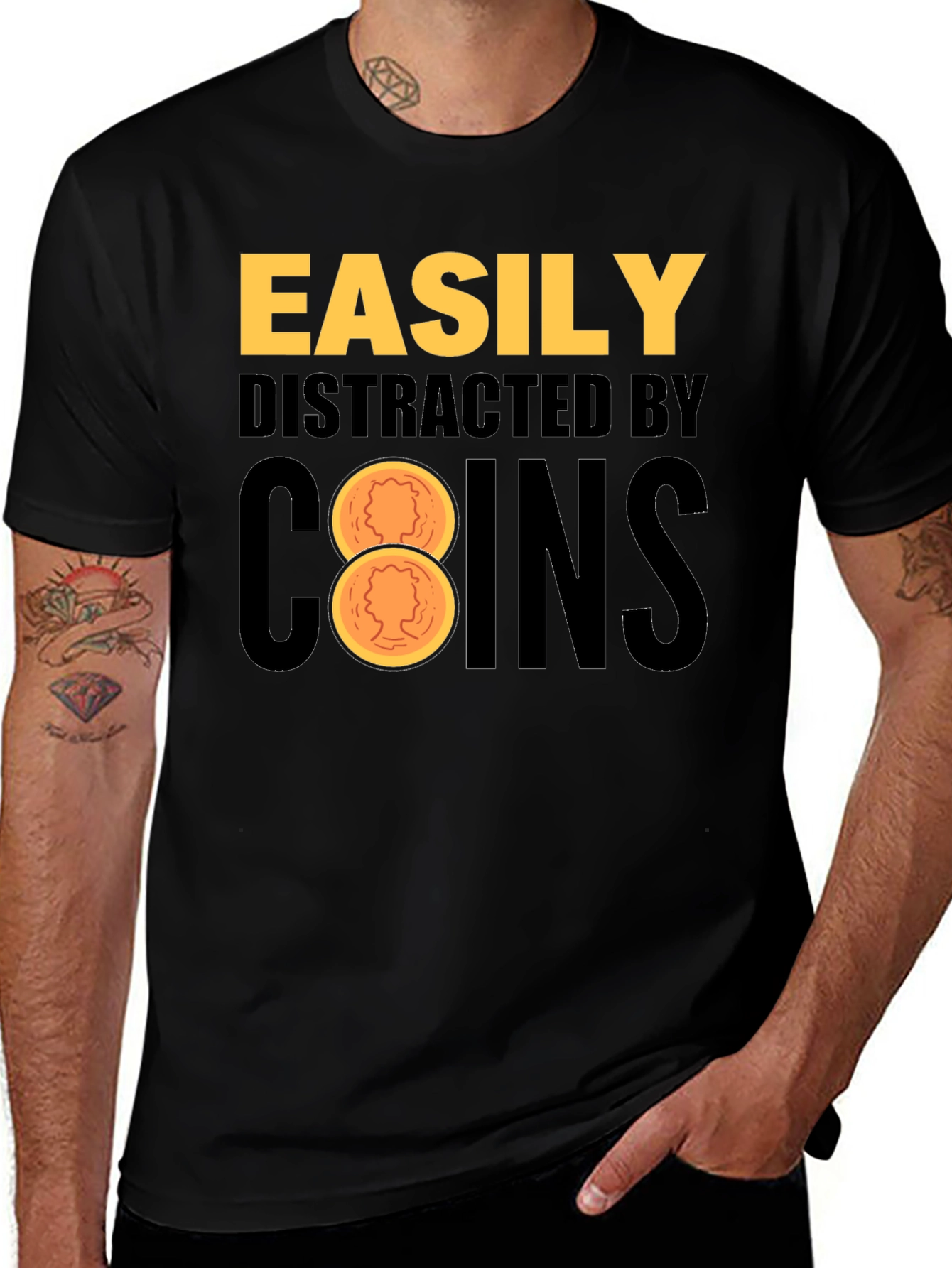 Variant 12 of Easily Distracted By Coins Black T-Shirt