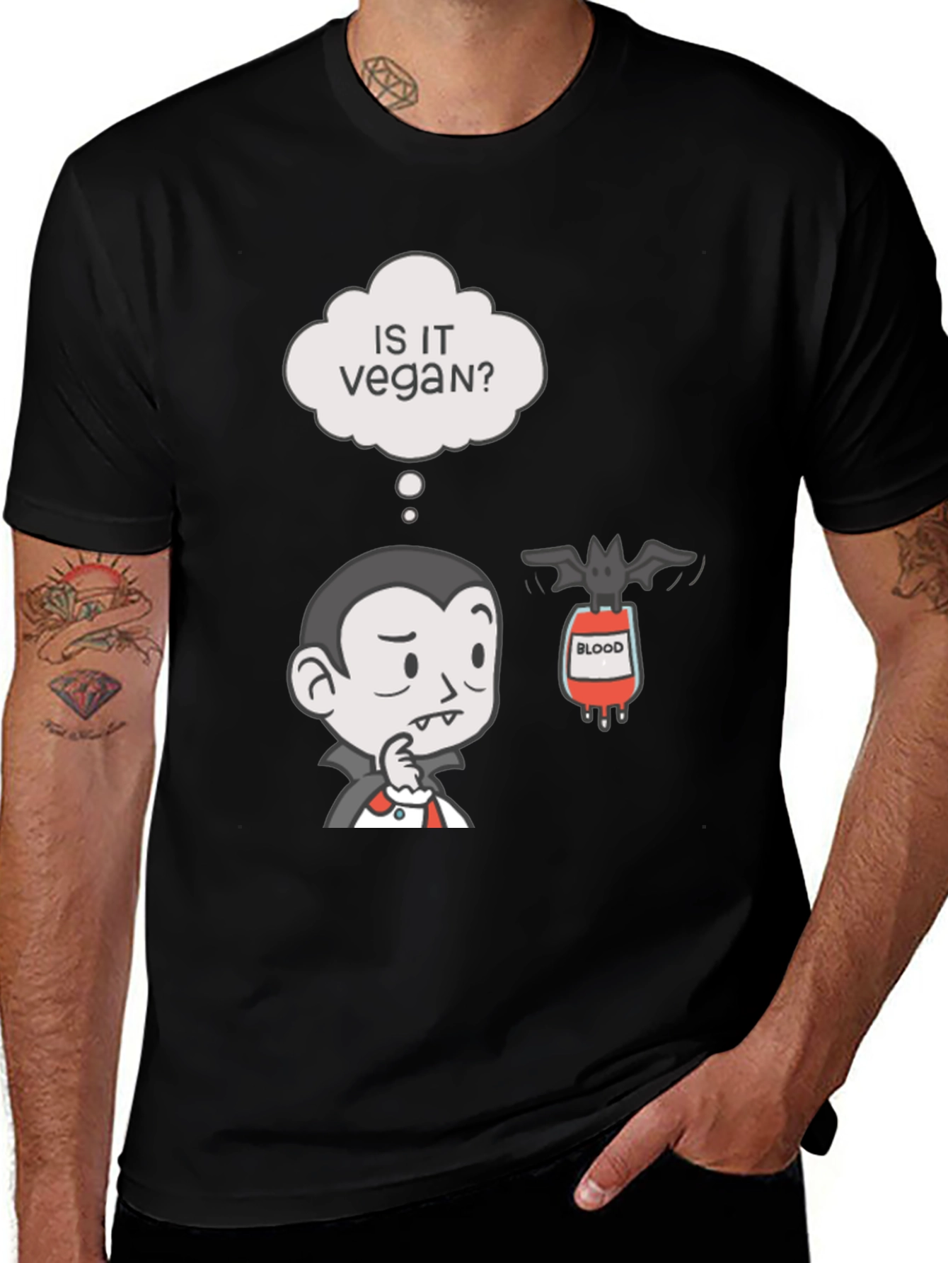 Variant 12 of Vegan Vampire Humor T-Shirt
