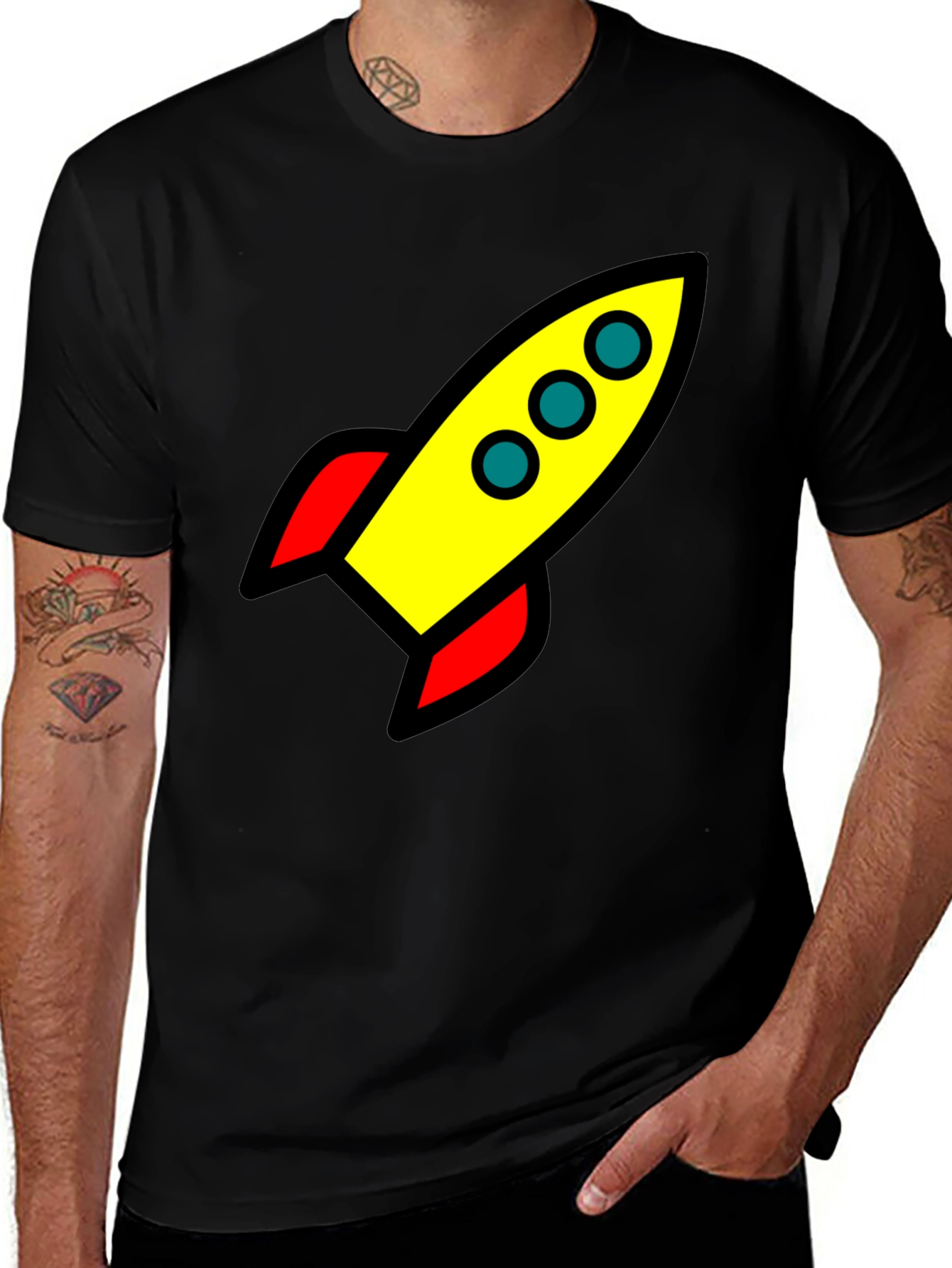 Variant 23 of Retro Rocket Graphic Tee - Classic Style