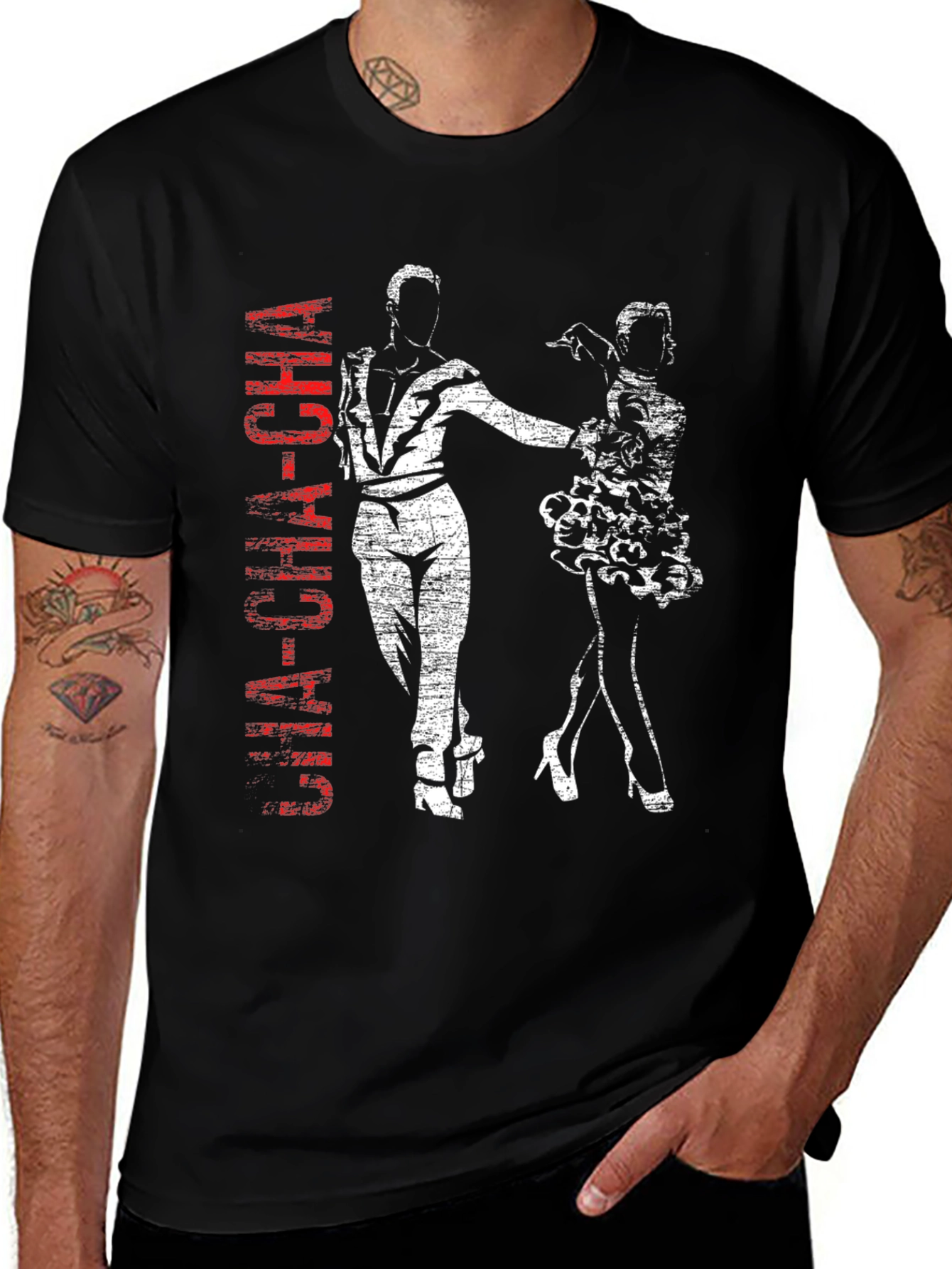 Variant 16 of Cha-Cha Dance Graphic T-Shirt - Black Cotton Tee