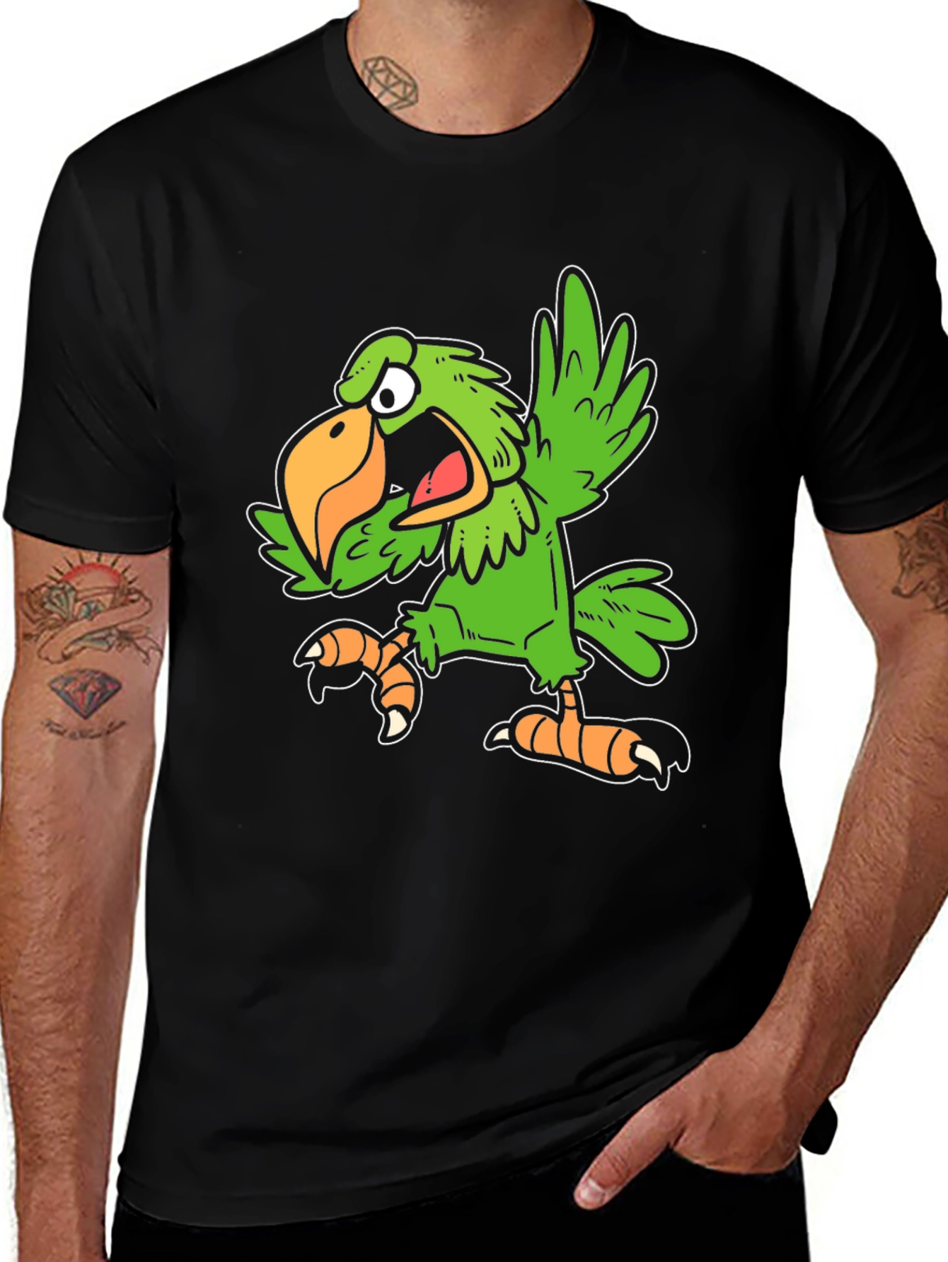 Variant 21 of Funny Parrot Graphic Tee - Black Unisex T-Shirt