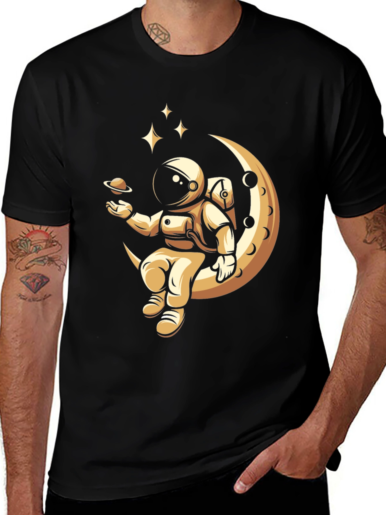 Variant 3 of Astronaut Moon T-Shirt - Space Design