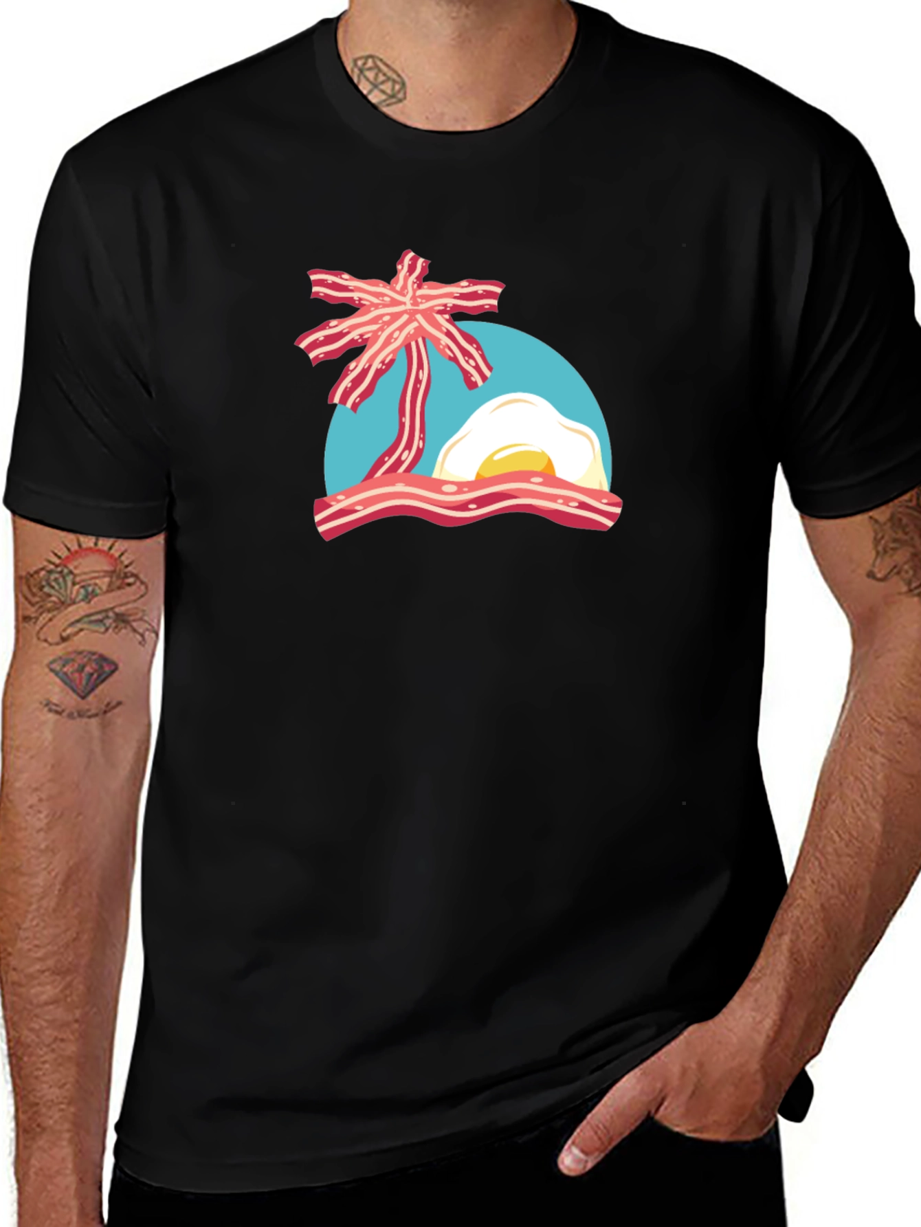 Variant 26 of Bacon & Egg Island Graphic Tee - Unique Foodie Shirt