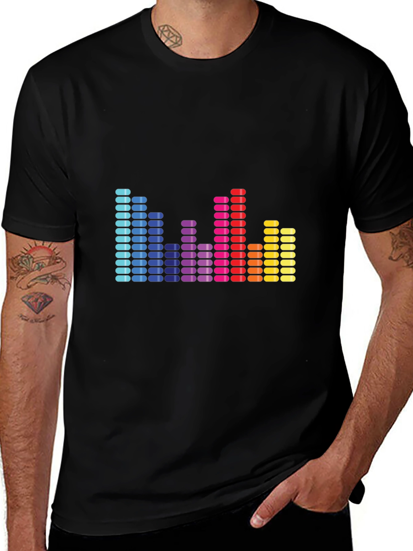 Variant 13 of Colorful Equalizer Graphic Tee - Black T-Shirt