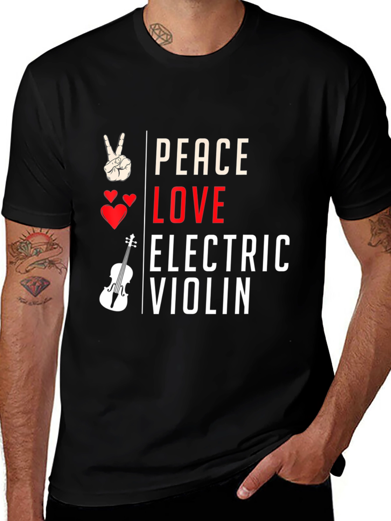 Variant 25 of Peace Love Electric Violin T-Shirt