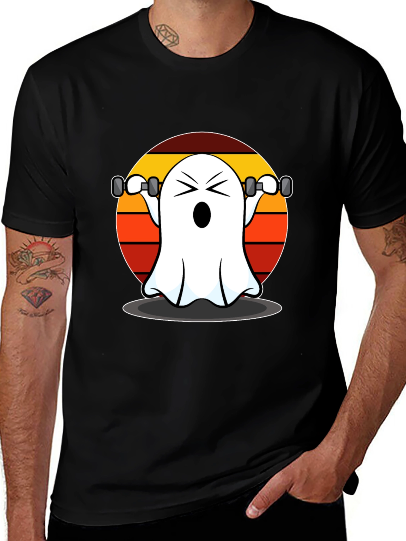 Variant 17 of Funny Ghost Lifting Weights T-Shirt