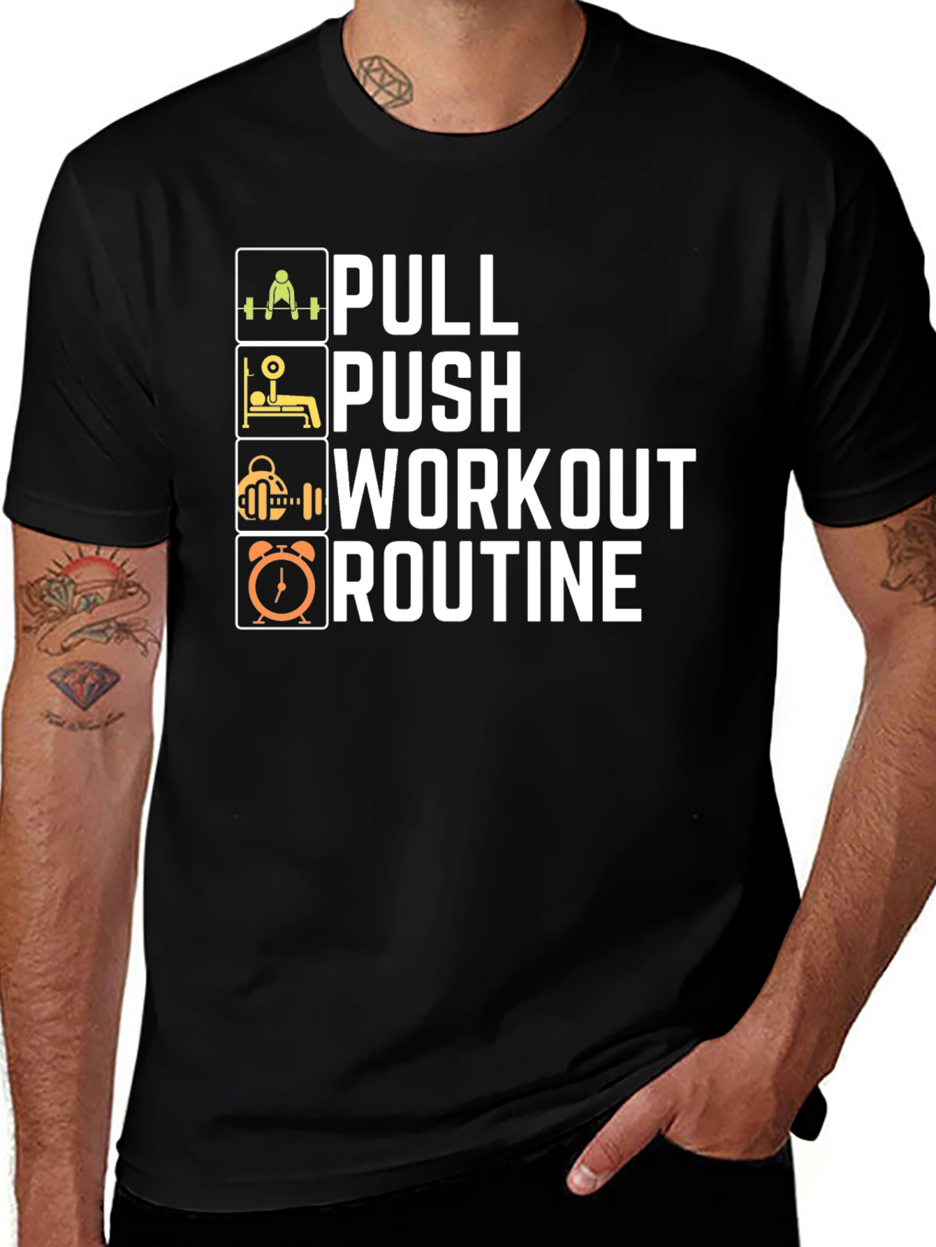 Pull Push Workout Routine Men's T-Shirt - Black
