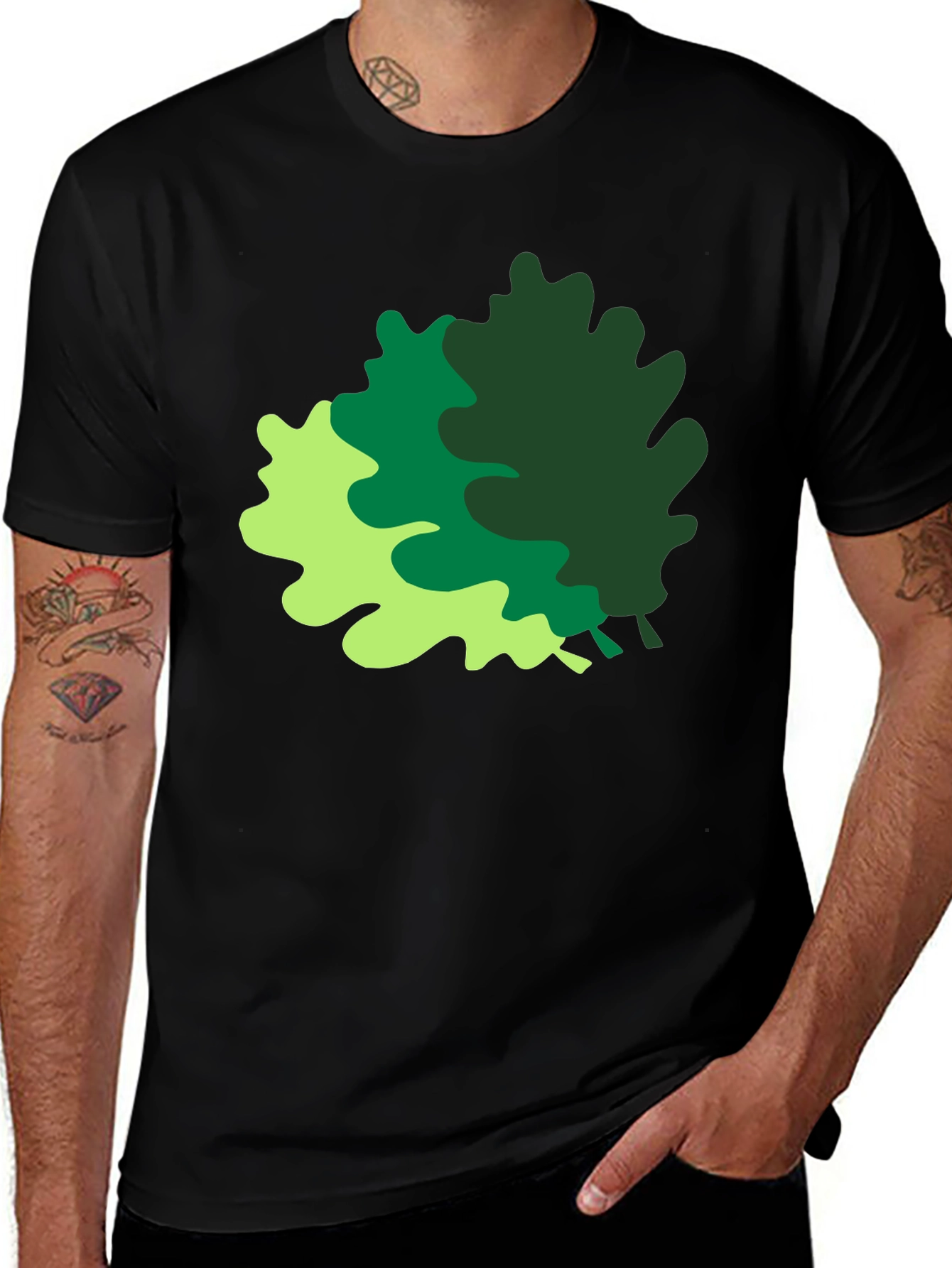 Variant 15 of Leaf Graphic Black Tee - Nature Inspired Style