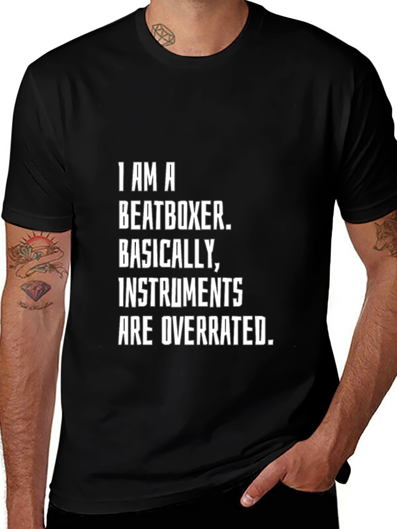 Variant 18 of Beatboxer T-Shirt - Instruments Are Overrated Funny Tee