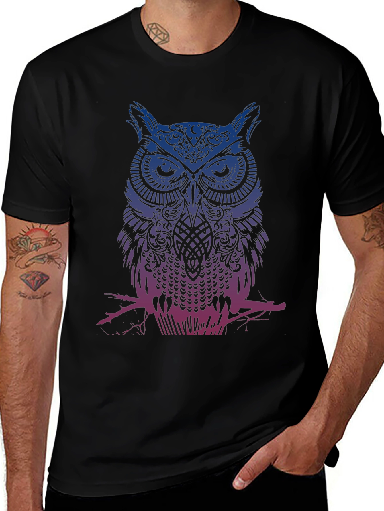 Variant 19 of Owl Graphic Print Crew Neck T-Shirt