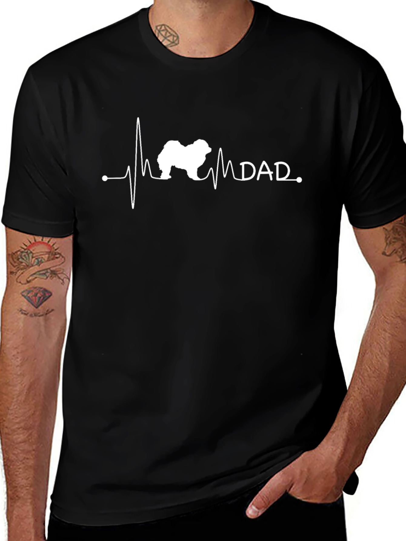 Variant 14 of Dog Dad Heartbeat T-Shirt - Black