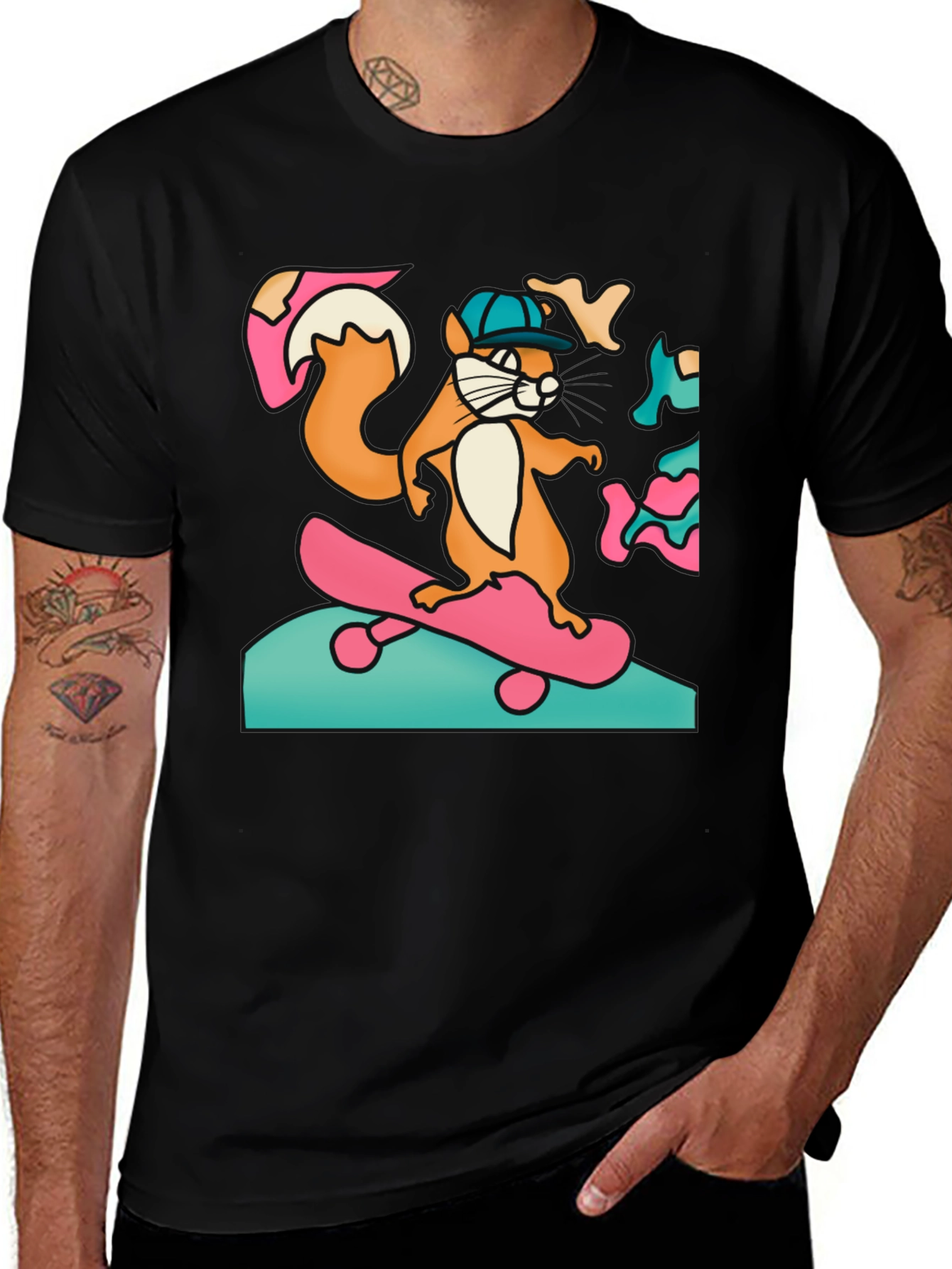 Variant 18 of Skateboarding Squirrel Graphic Tee
