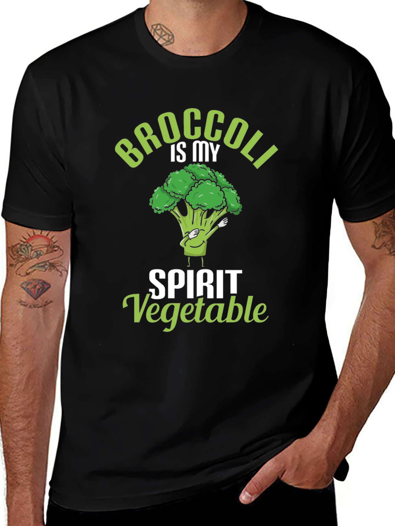 Variant 15 of Broccoli is My Spirit Vegetable Black T-Shirt