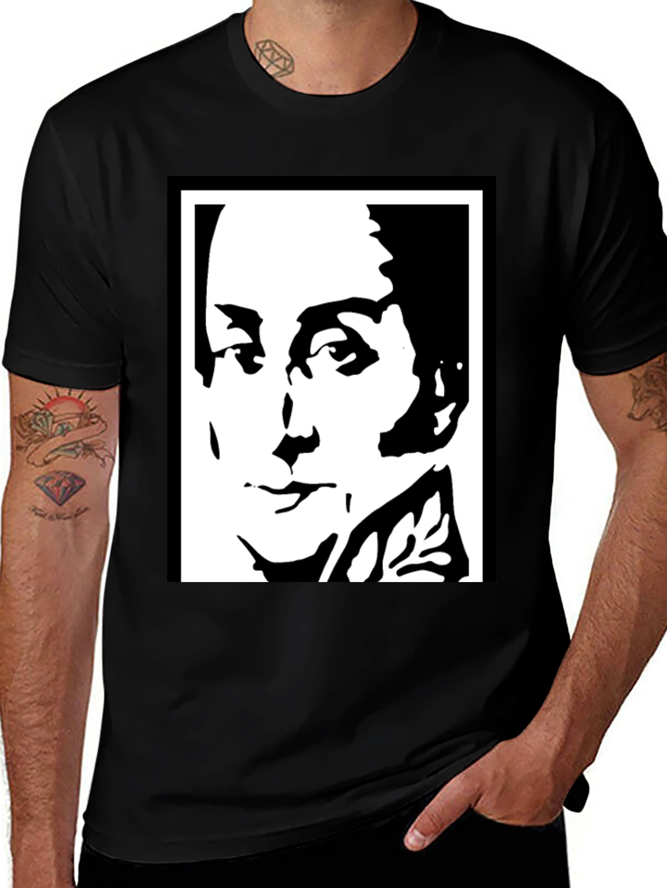 Variant 2 of Bold Graphic Tee - Black & White Portrait