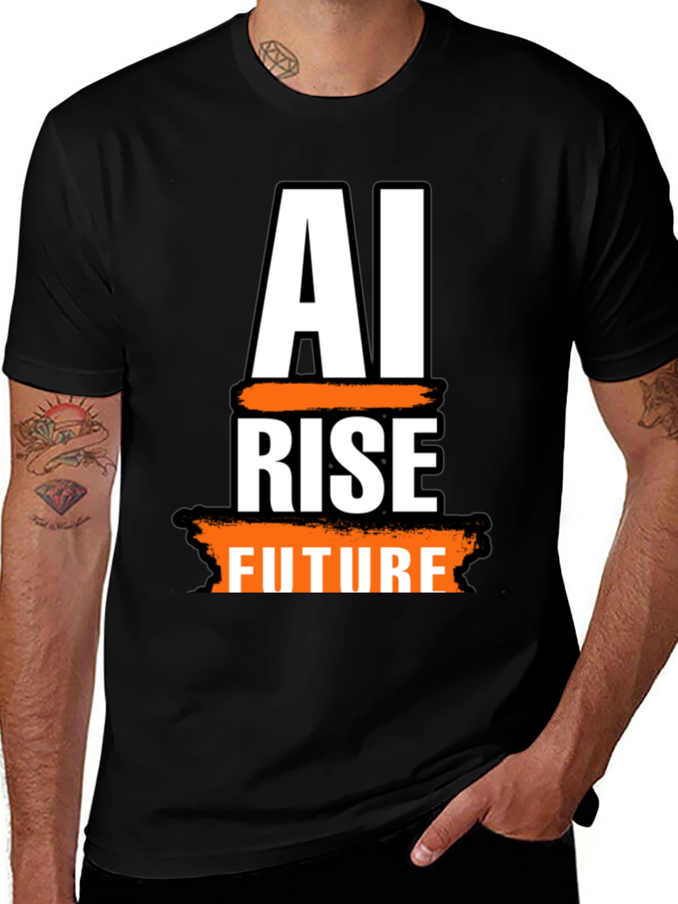 AI Rise Future Black Graphic Tee