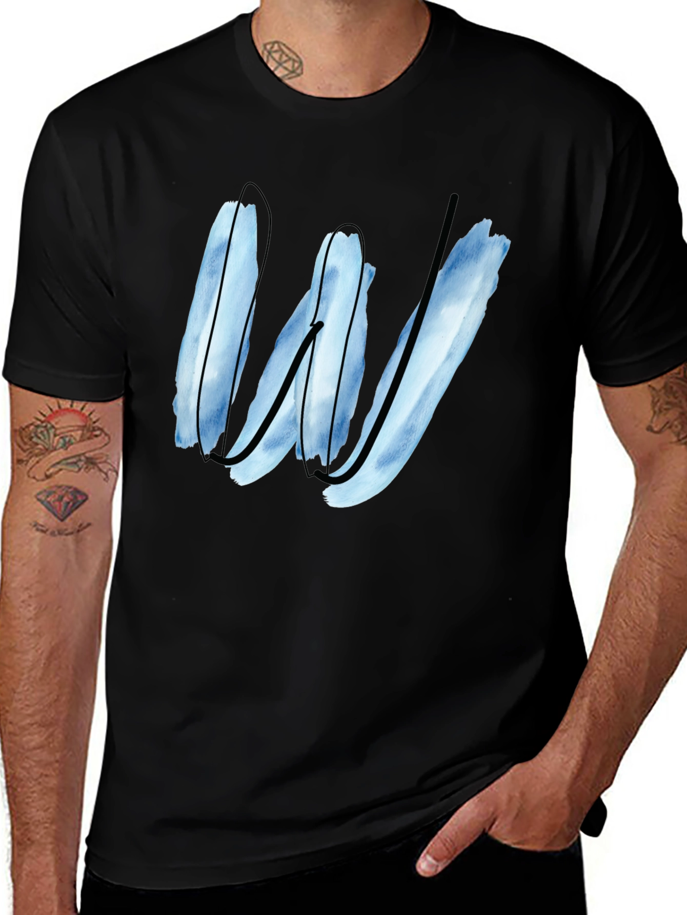 Variant 2 of Abstract "W" Graphic Tee - Modern Black T-Shirt