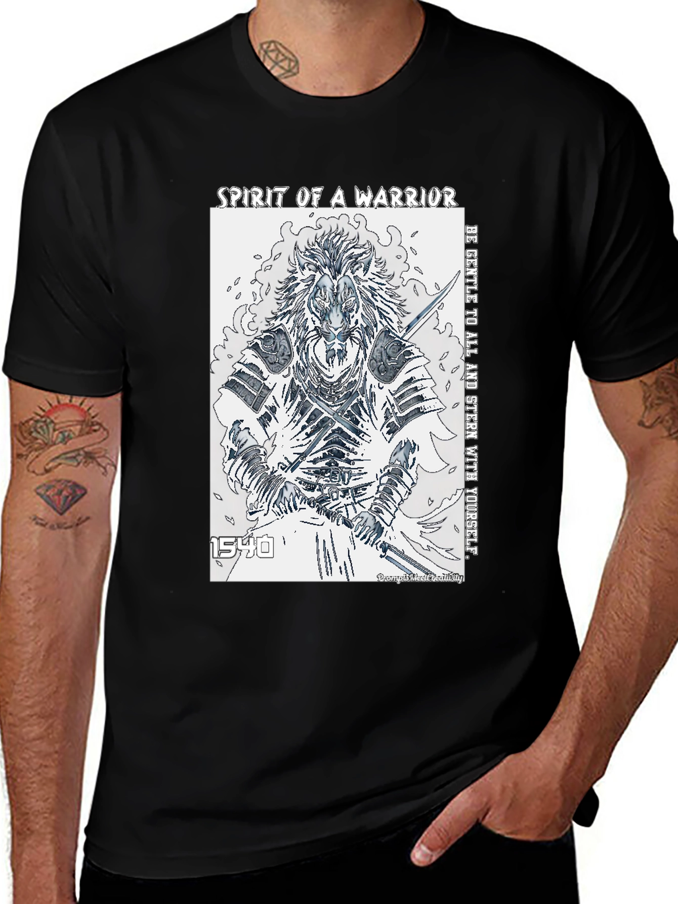 Variant 22 of Spirit of a Warrior Graphic Tee - Black