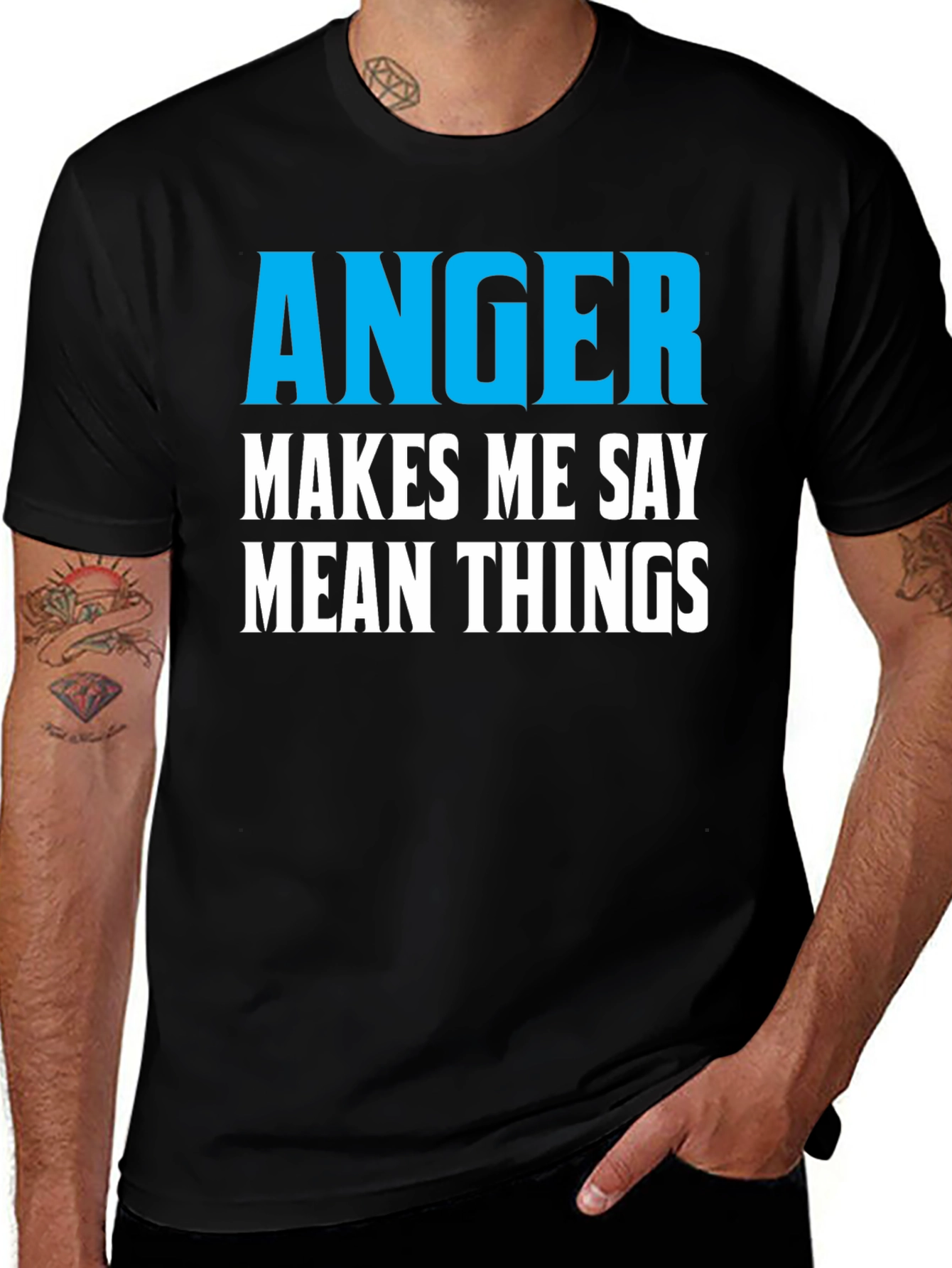 Variant 10 of Anger Makes Me Say Mean Things Black Tee