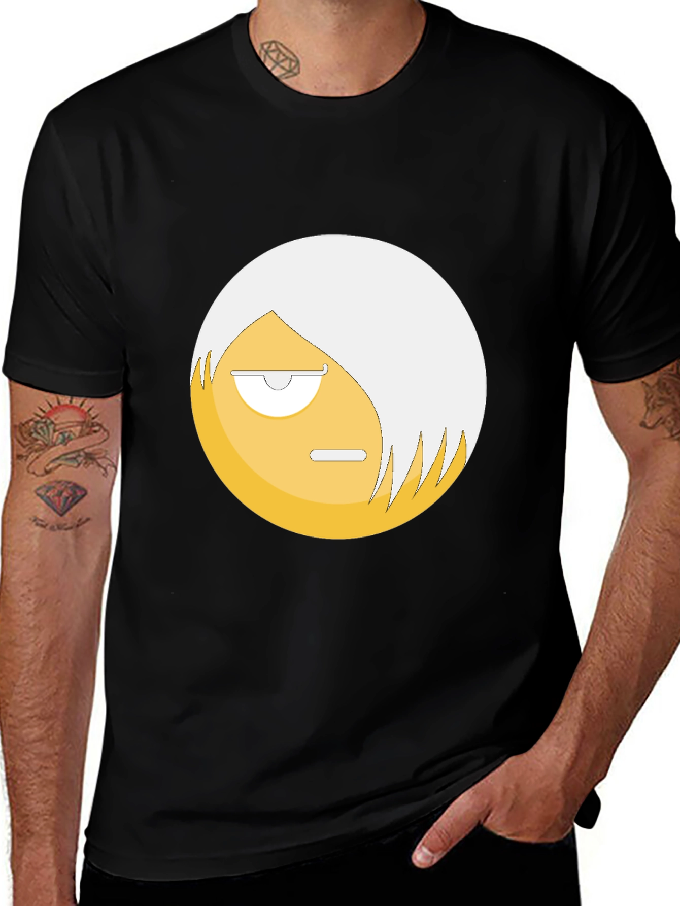 Variant 11 of Grumpy Emoji Graphic Tee - Black Cotton T-Shirt