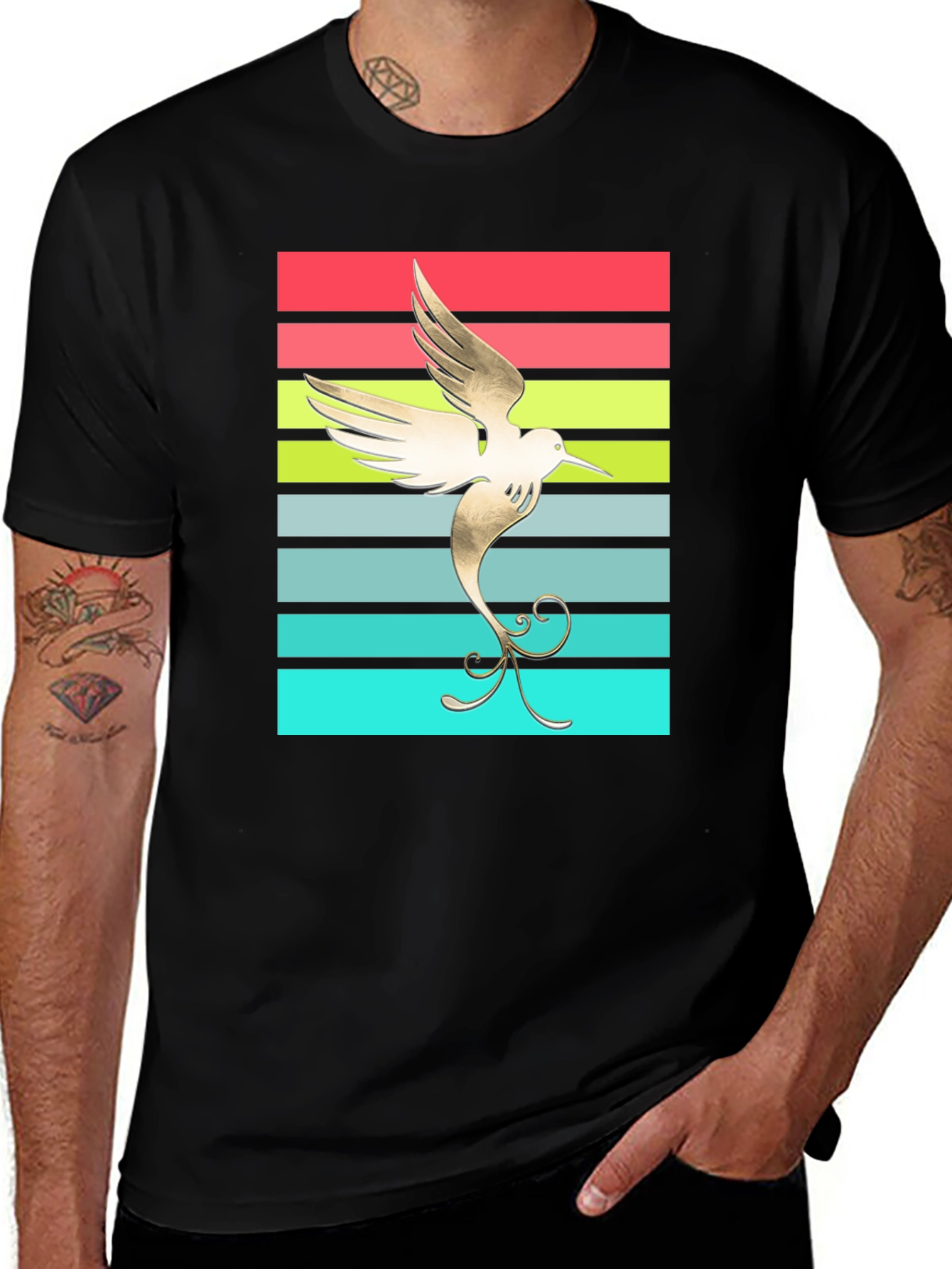 Variant 25 of Hummingbird Retro Striped Graphic Tee