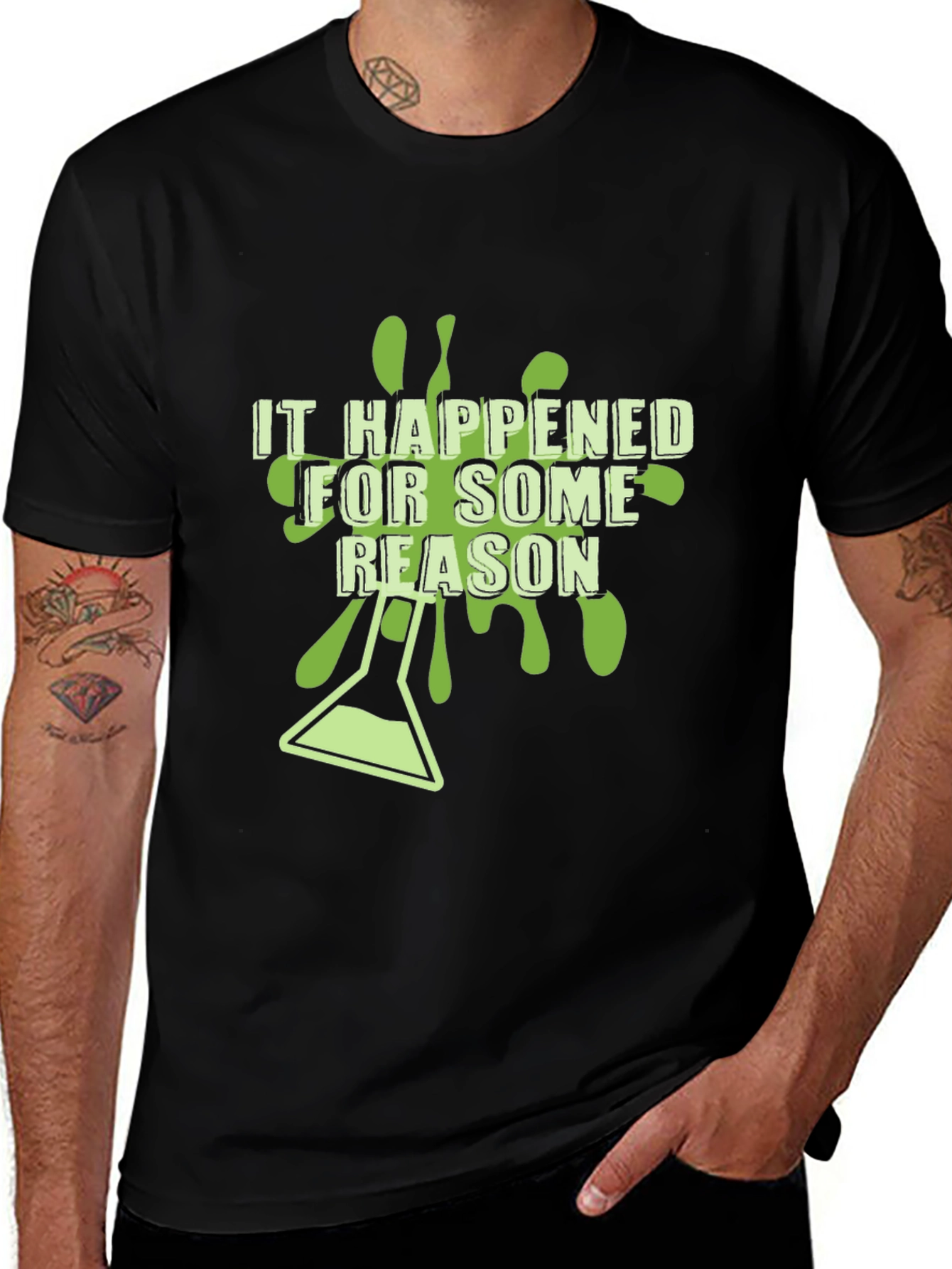 Variant 24 of It Happened For Some Reason Black Graphic T-Shirt