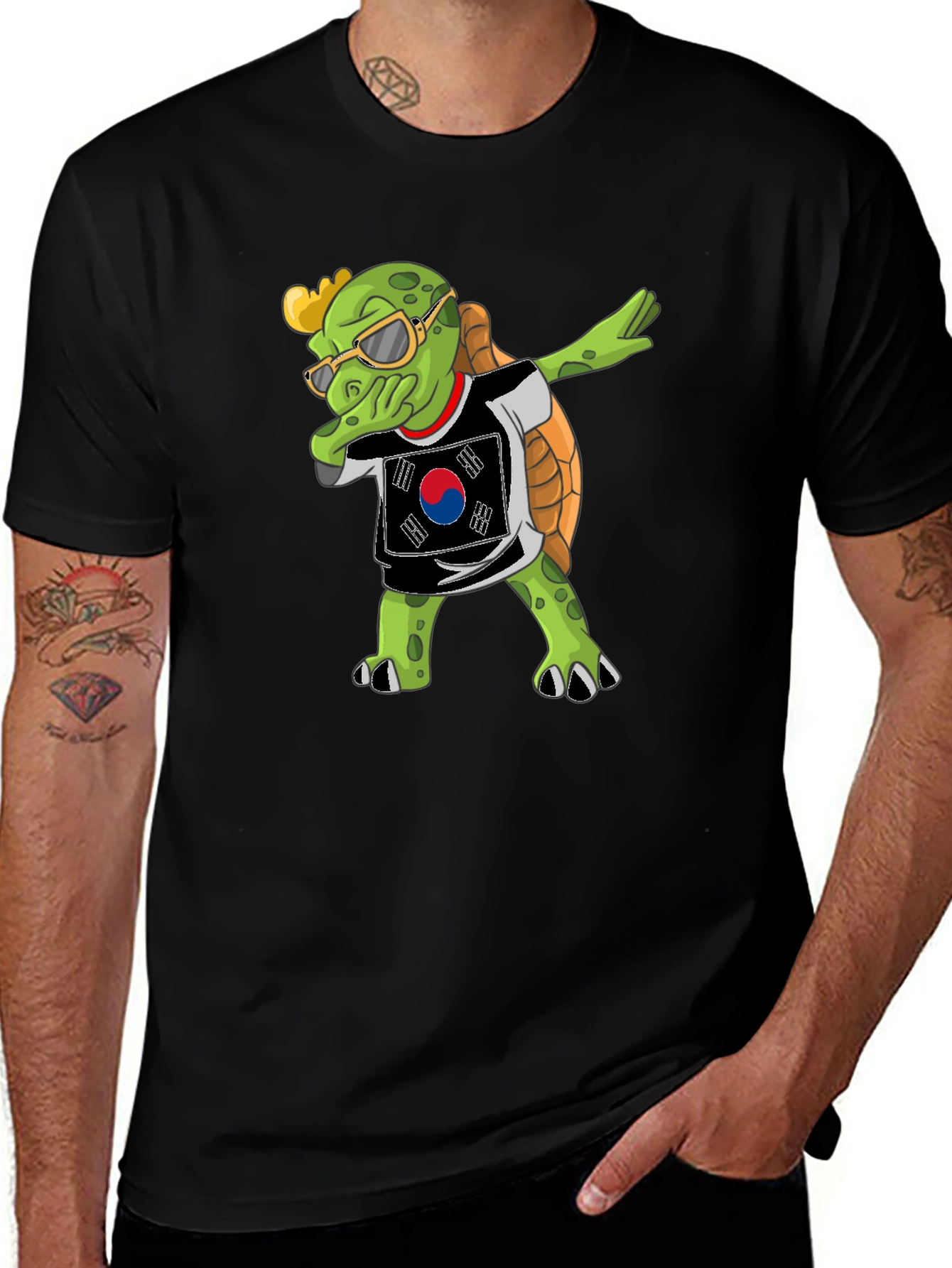 Variant 12 of Dabbing Turtle South Korea Flag T-Shirt