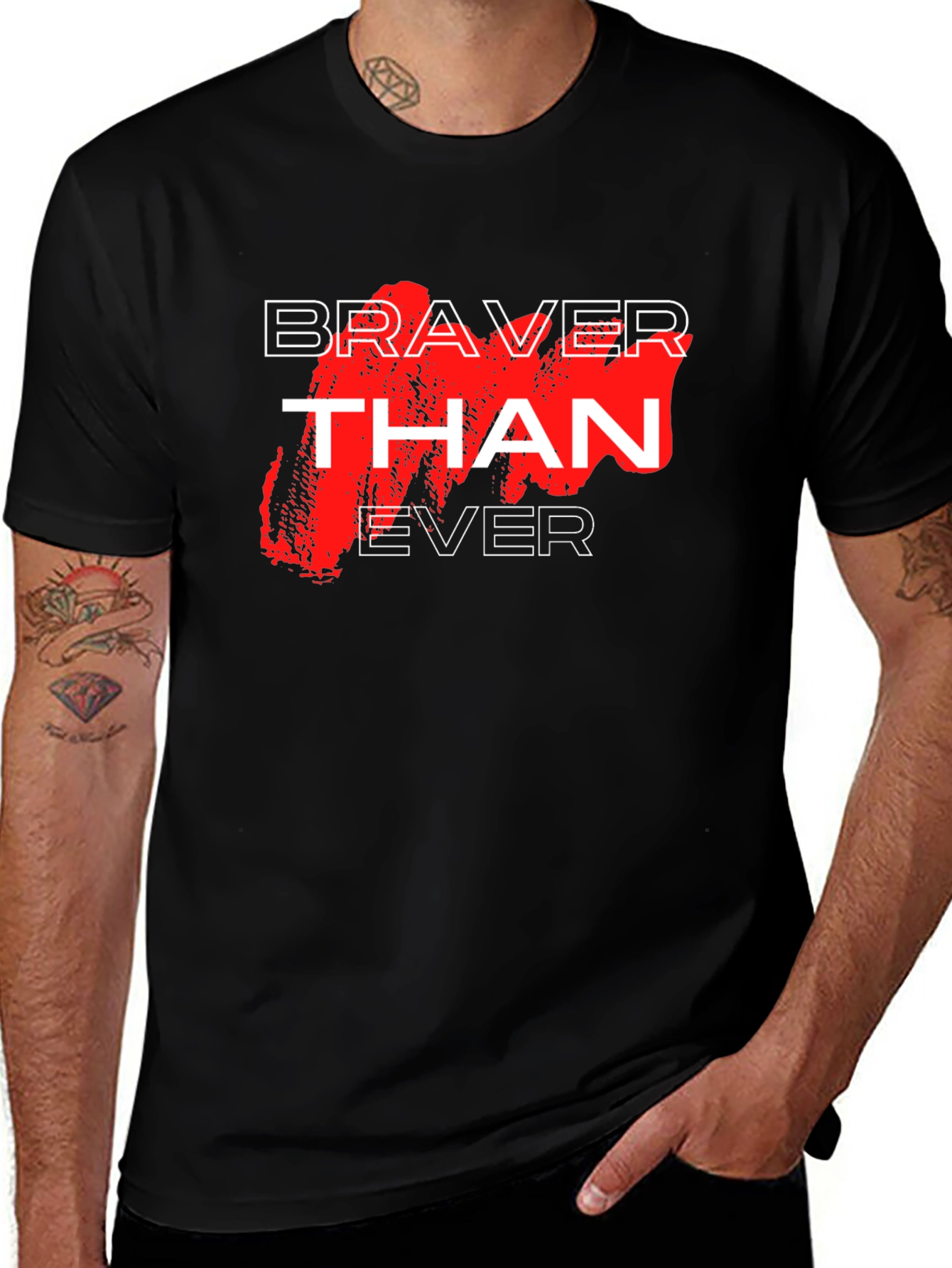 Variant 25 of Braver Than Ever Graphic Tee - Black