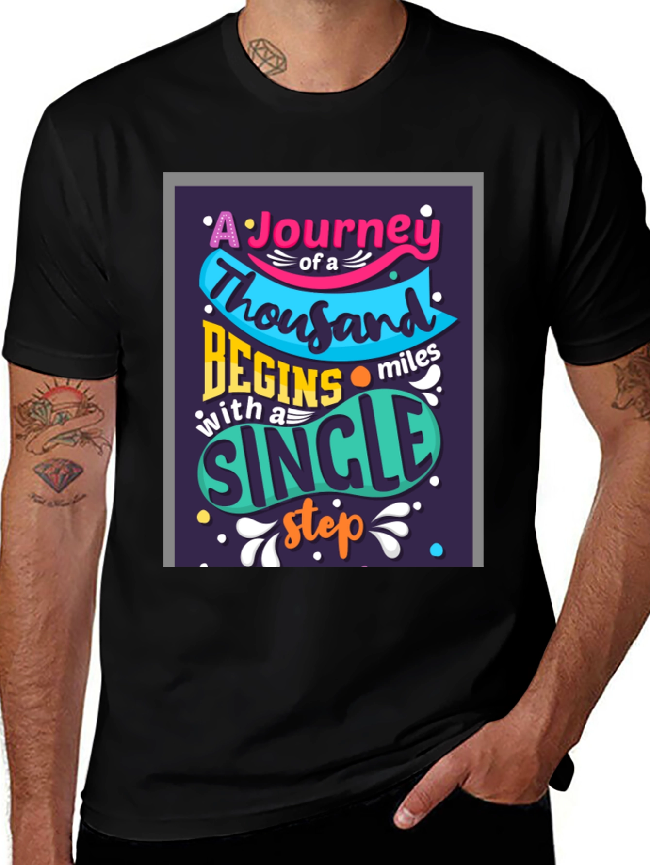 Variant 15 of Motivational Quote Graphic Tee - Single Step Journey