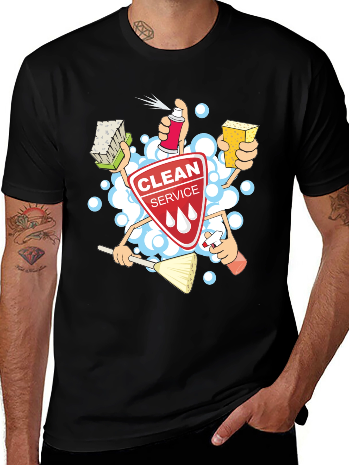 Variant 24 of Clean Service T-Shirt - Cartoon Design