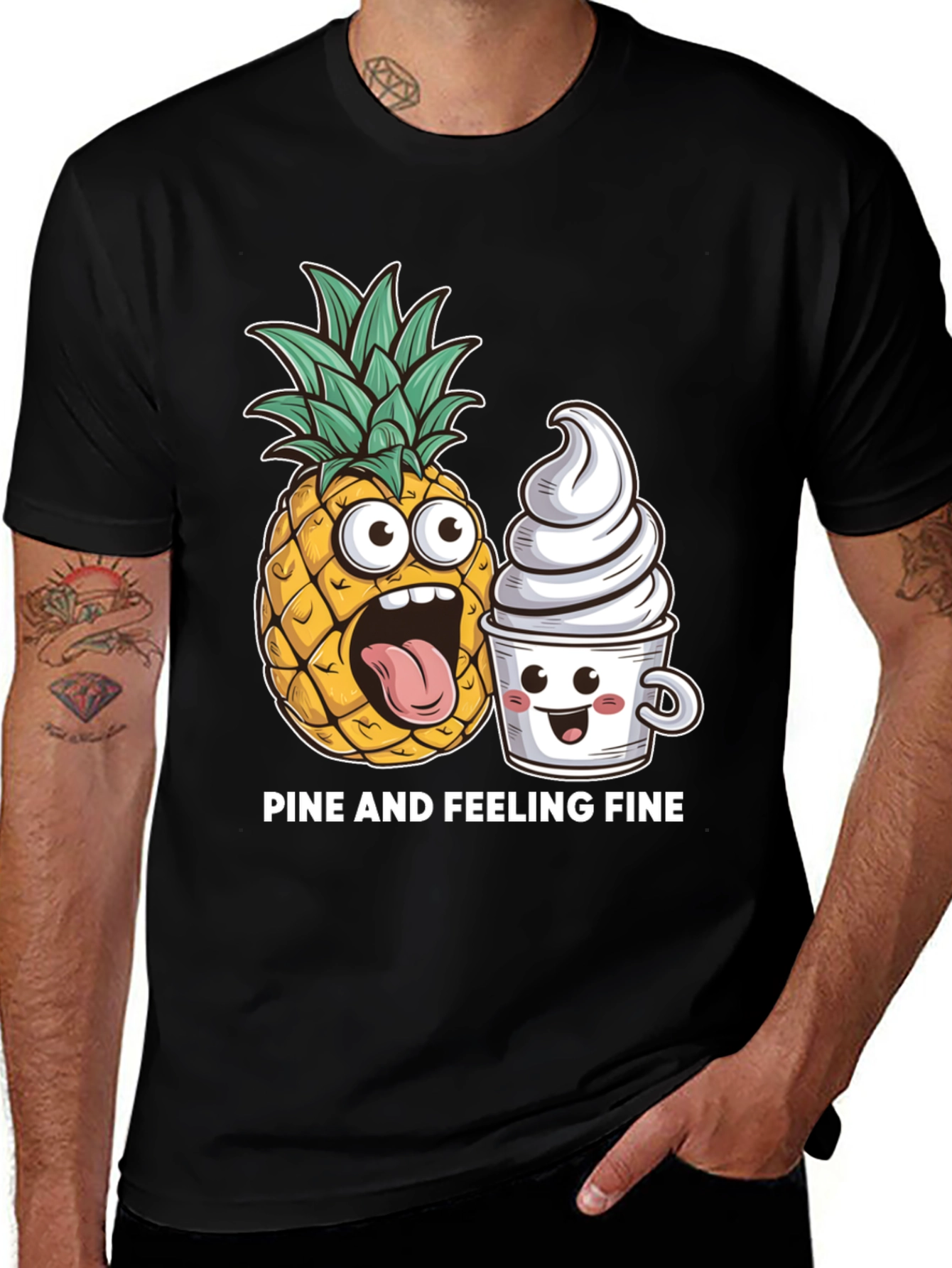 Variant 3 of Pine and Feeling Fine Black Graphic T-Shirt