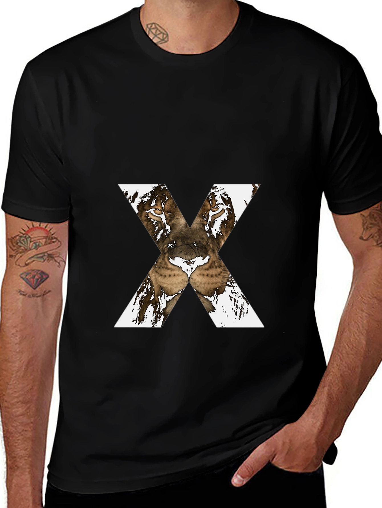 Variant 12 of Lion X Graphic Tee - Bold Black T-Shirt