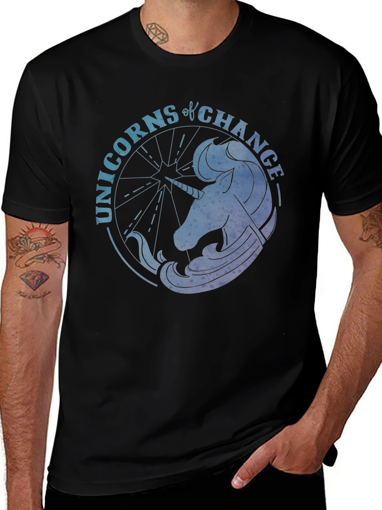Variant 26 of Unicorns of Change Black T-Shirt