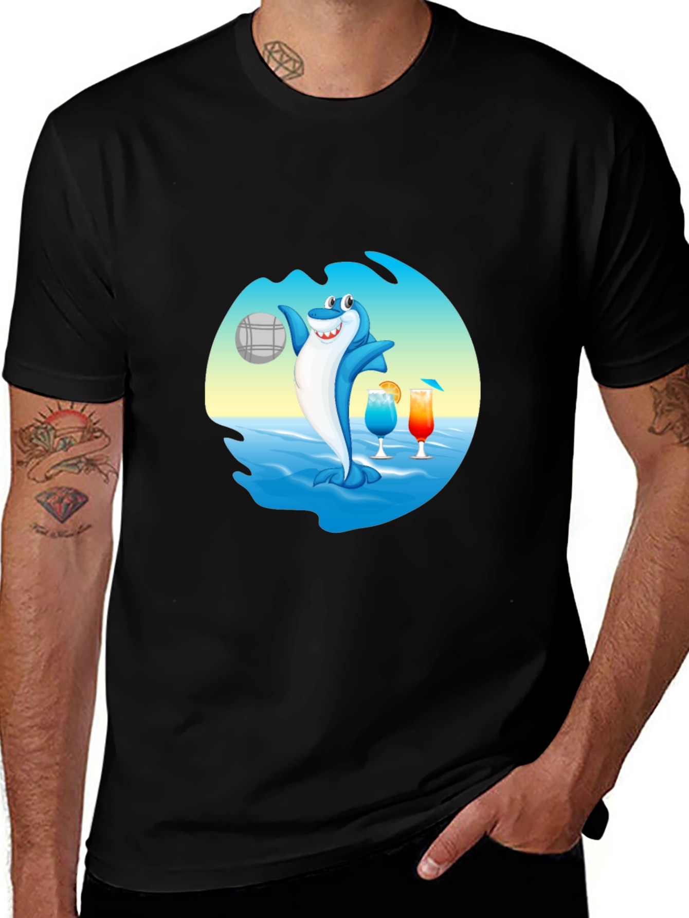 Variant 29 of Shark Beach Volleyball Graphic T-Shirt
