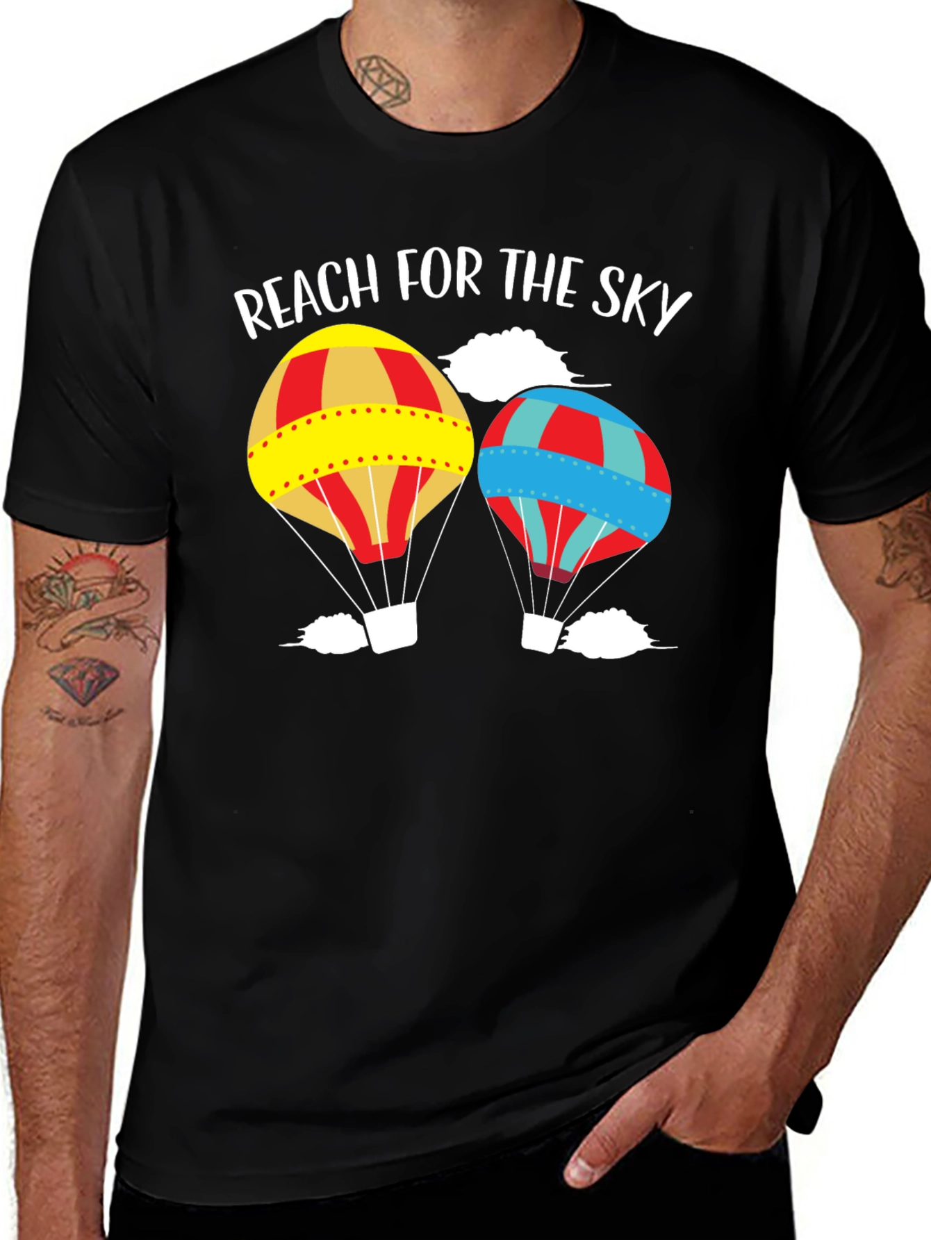 Variant 6 of Reach for the Sky Hot Air Balloon Graphic Tee
