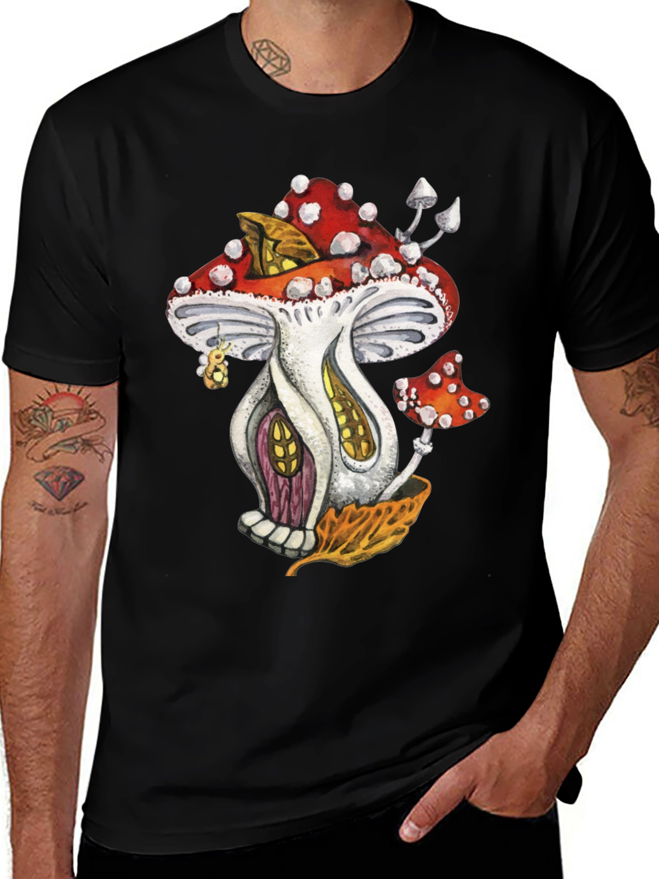 Variant 16 of Whimsical Mushroom House Graphic Tee