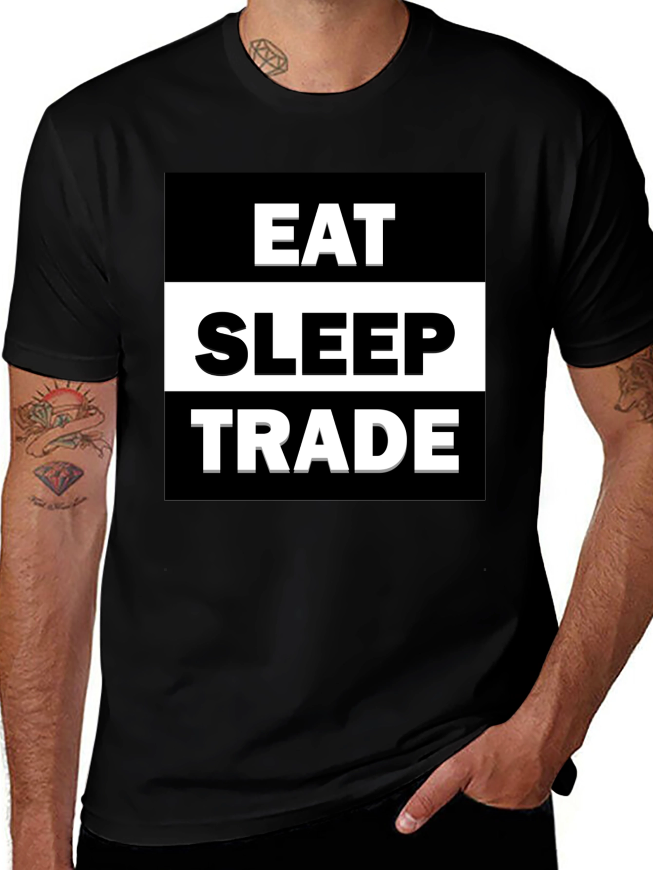 Variant 2 of Eat Sleep Trade Black Graphic Tee