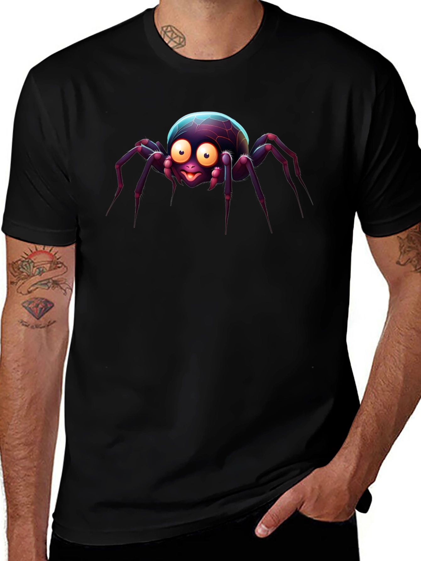 Variant 5 of Cute Cartoon Spider Black T-Shirt