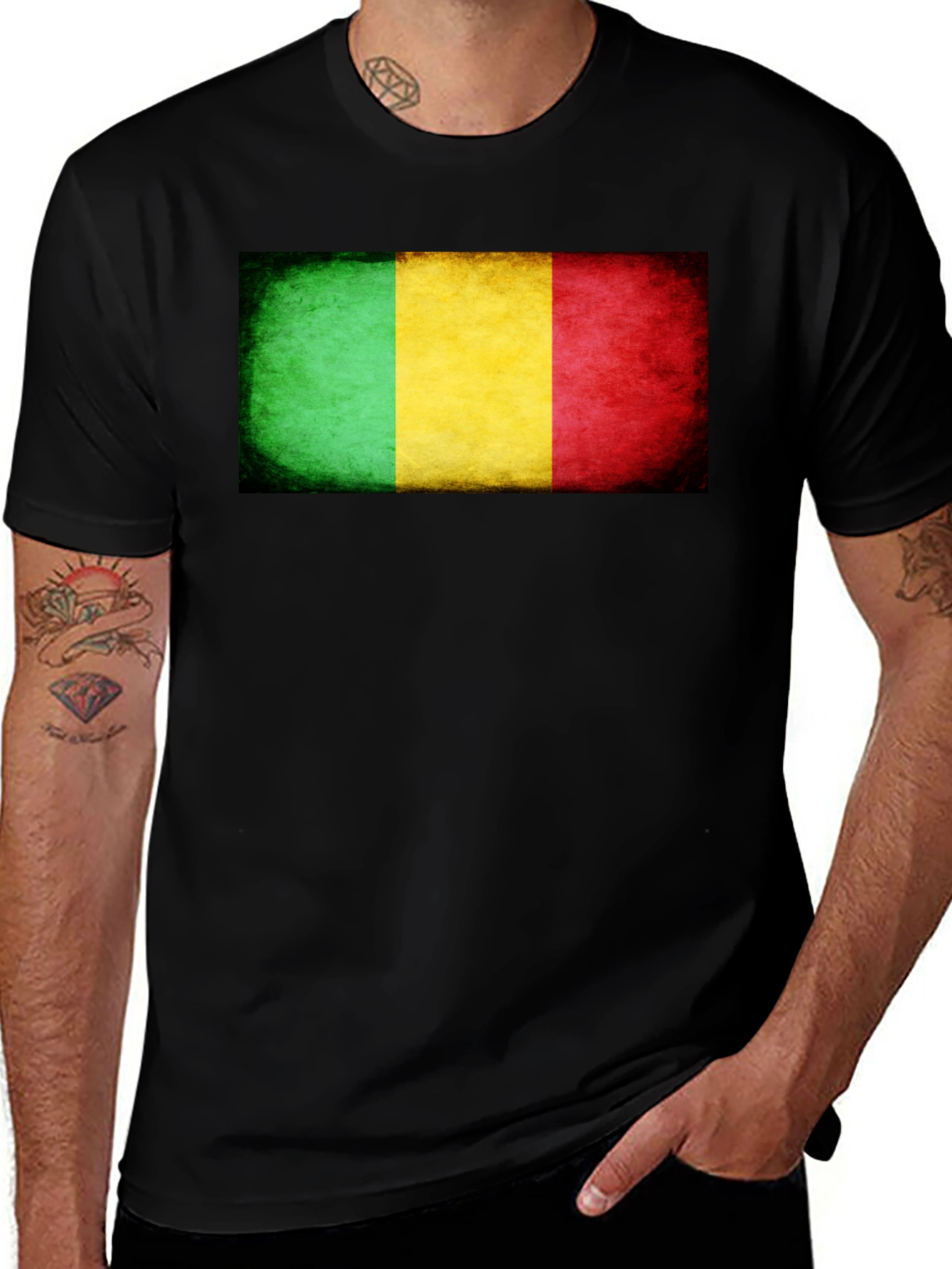 Mali Flag T-Shirt - Distressed Style