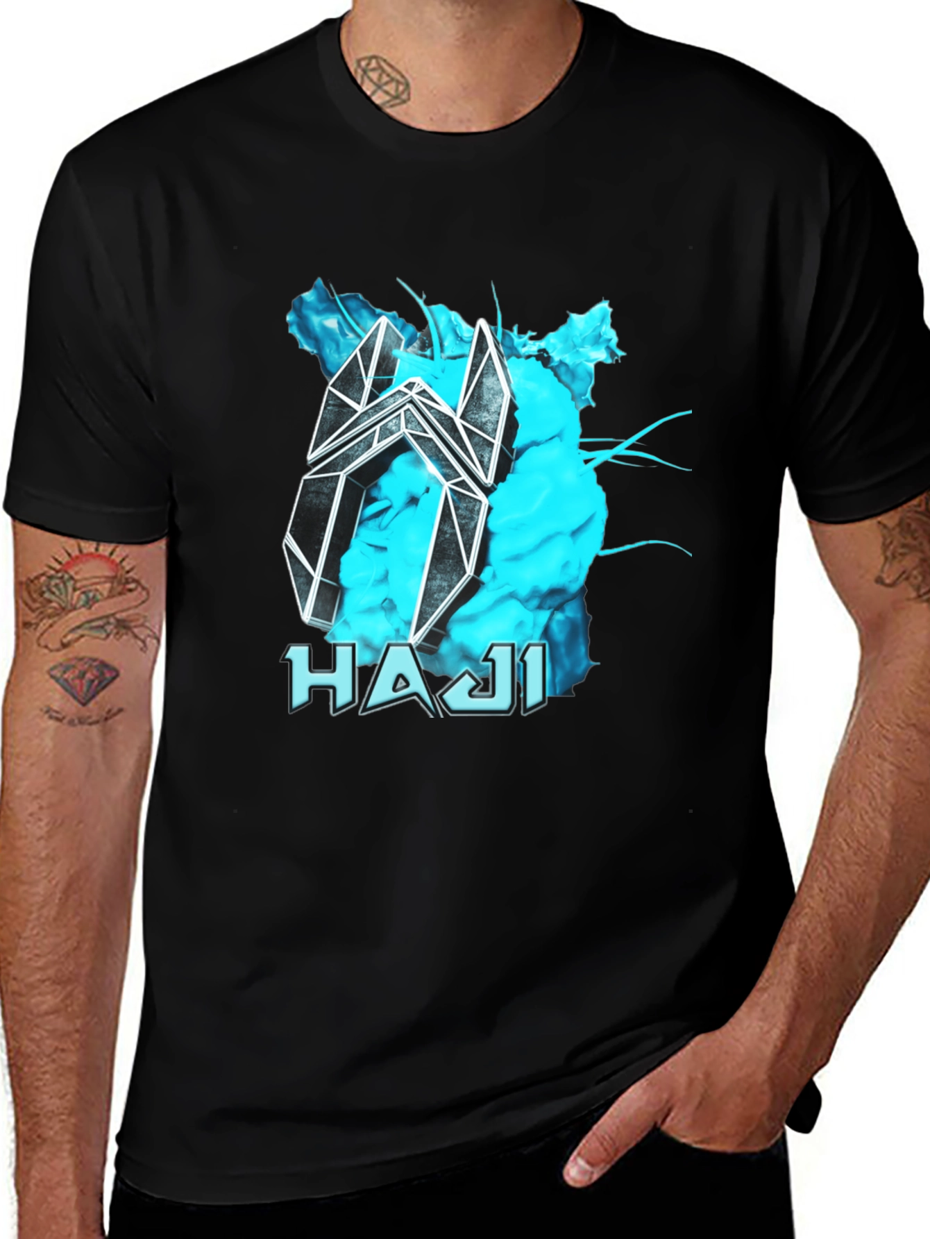 Variant 18 of Abstract HAJI Graphic Black T-Shirt