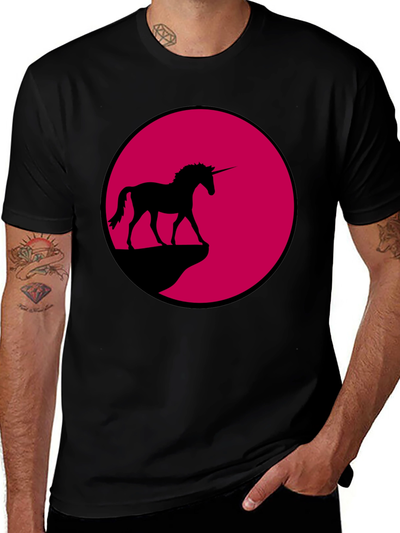 Variant 24 of Unicorn Silhouette Graphic Black Tee