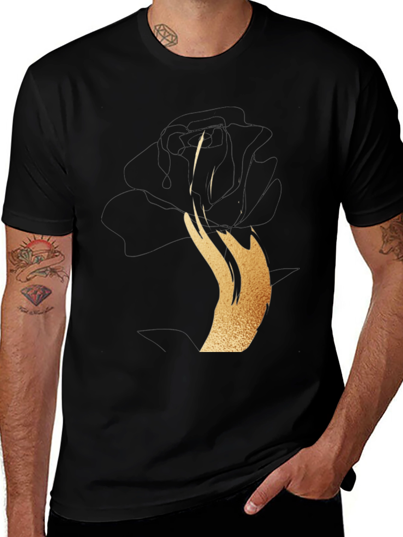 Variant 23 of Black Rose Gold Graphic T-Shirt