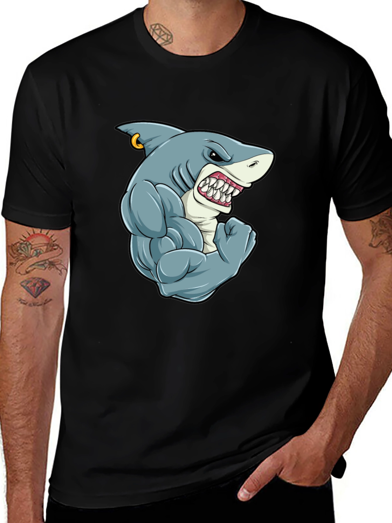 Variant 24 of Shark Muscle T-Shirt - Black Tee