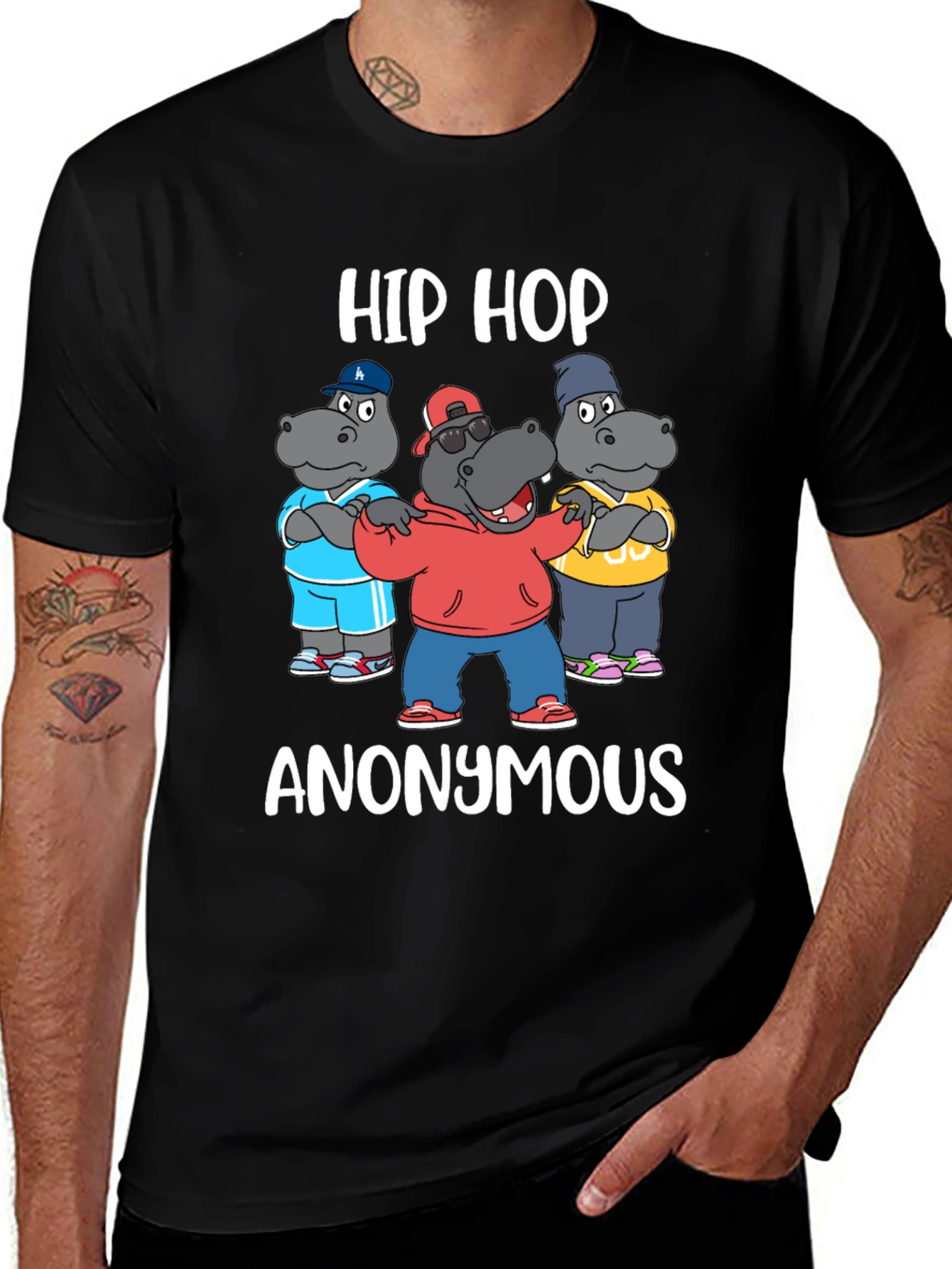 Variant 17 of Hip Hop Anonymous T-Shirt: Gangsta Hippos