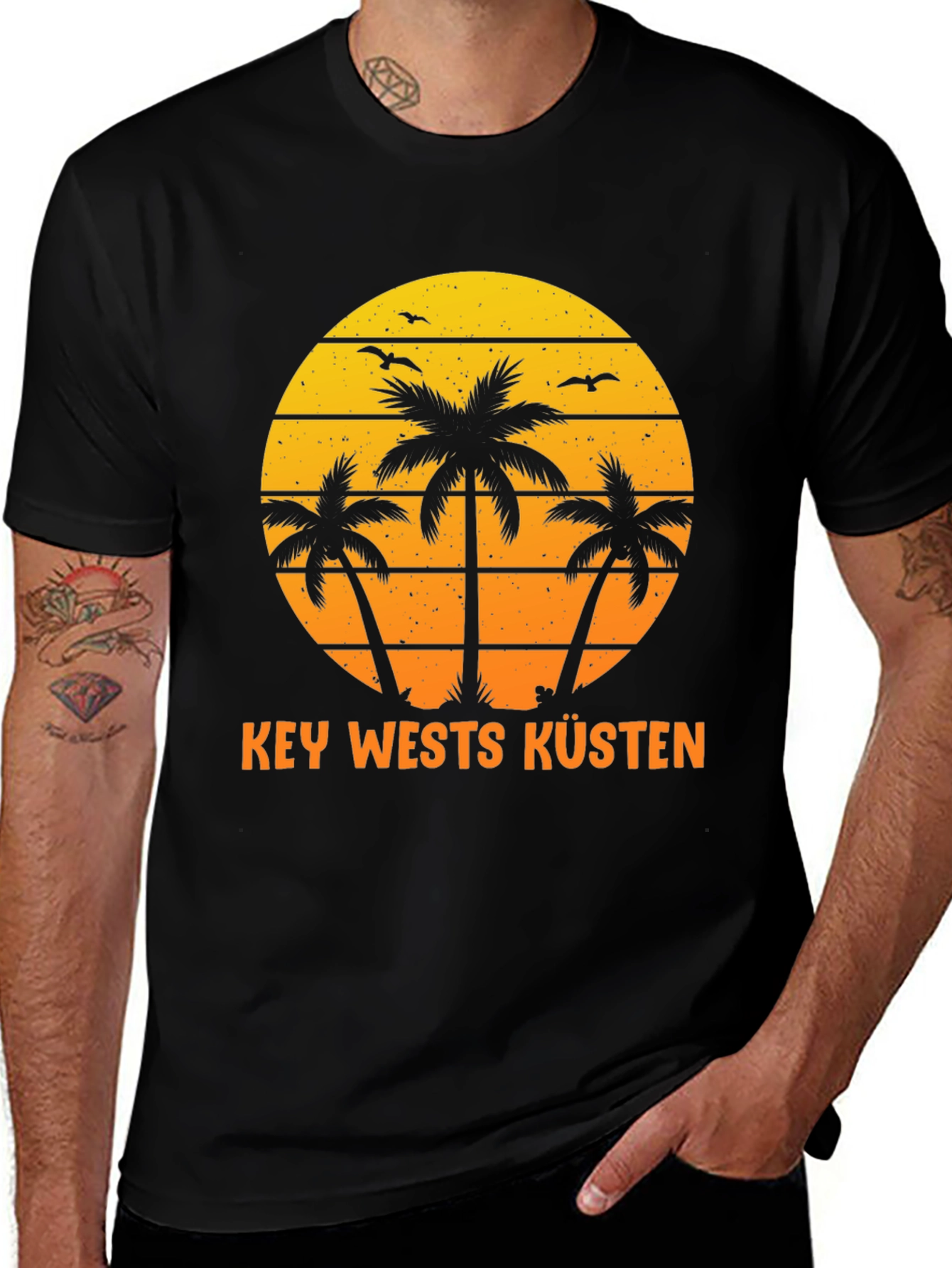 Variant 9 of Key West Küsten Palm Tree Sunset Graphic Tee