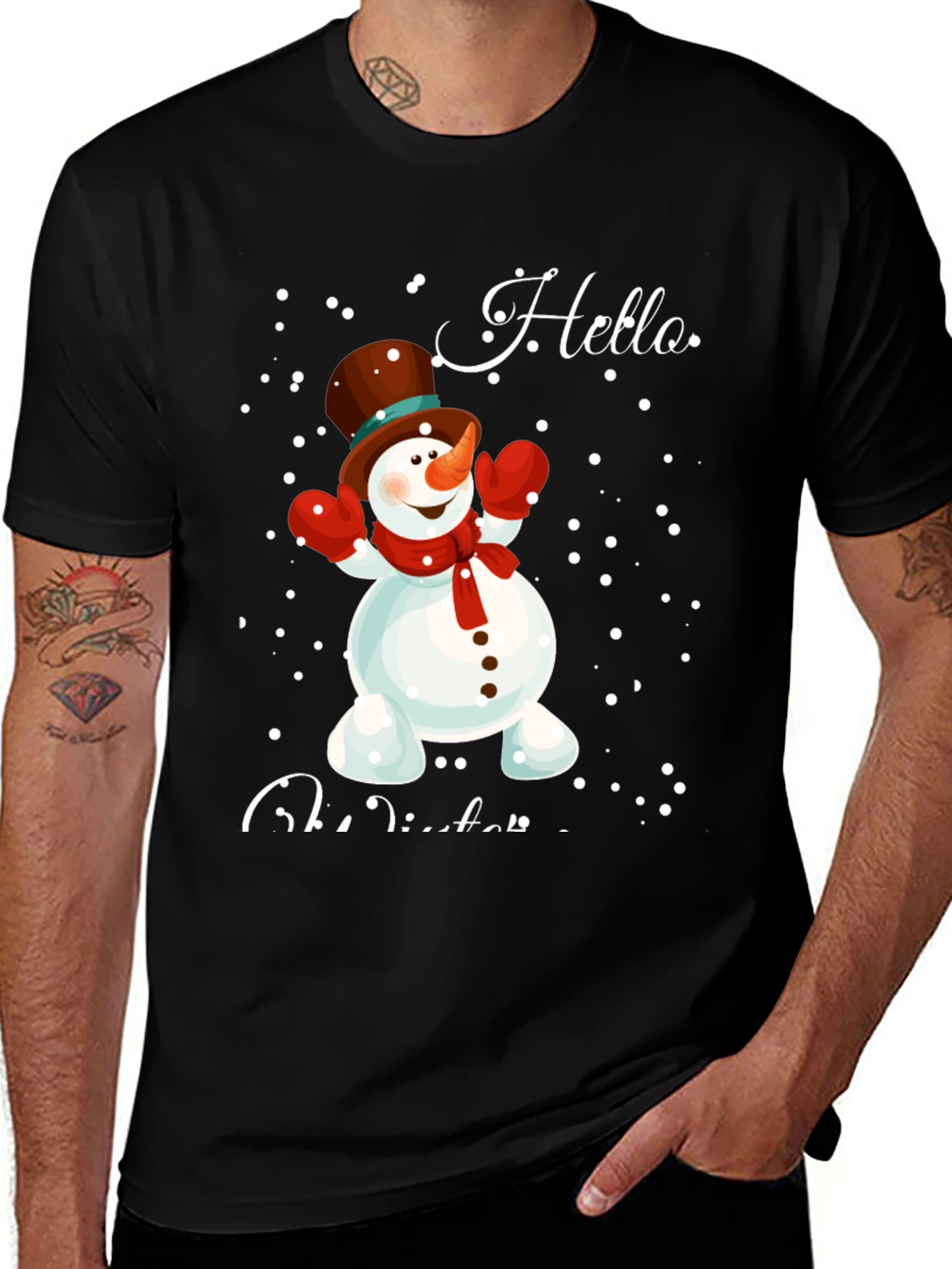 Variant 30 of Hello Winter Snowman Graphic Tee