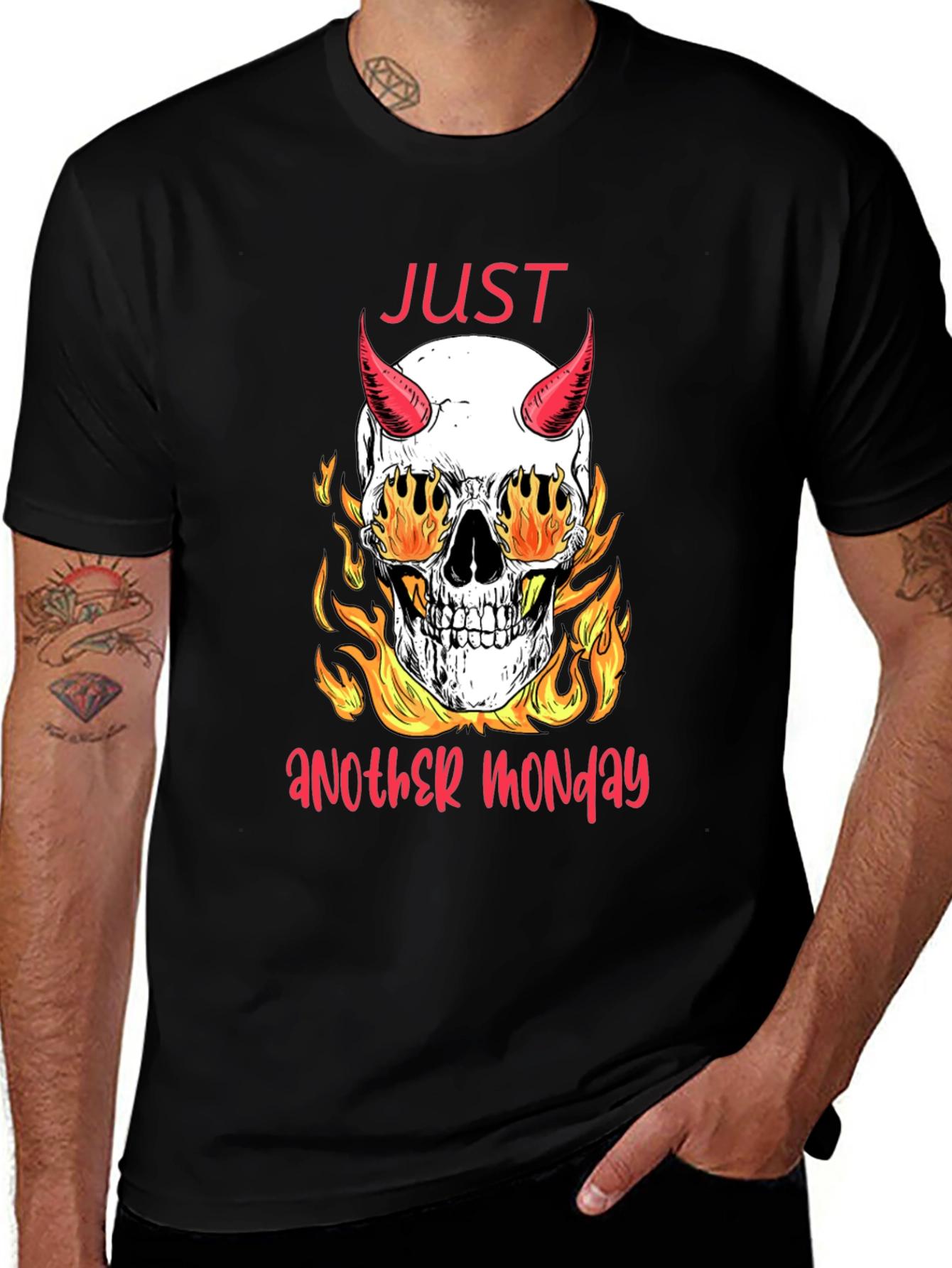 Variant 30 of Just Another Monday Skull Graphic Tee