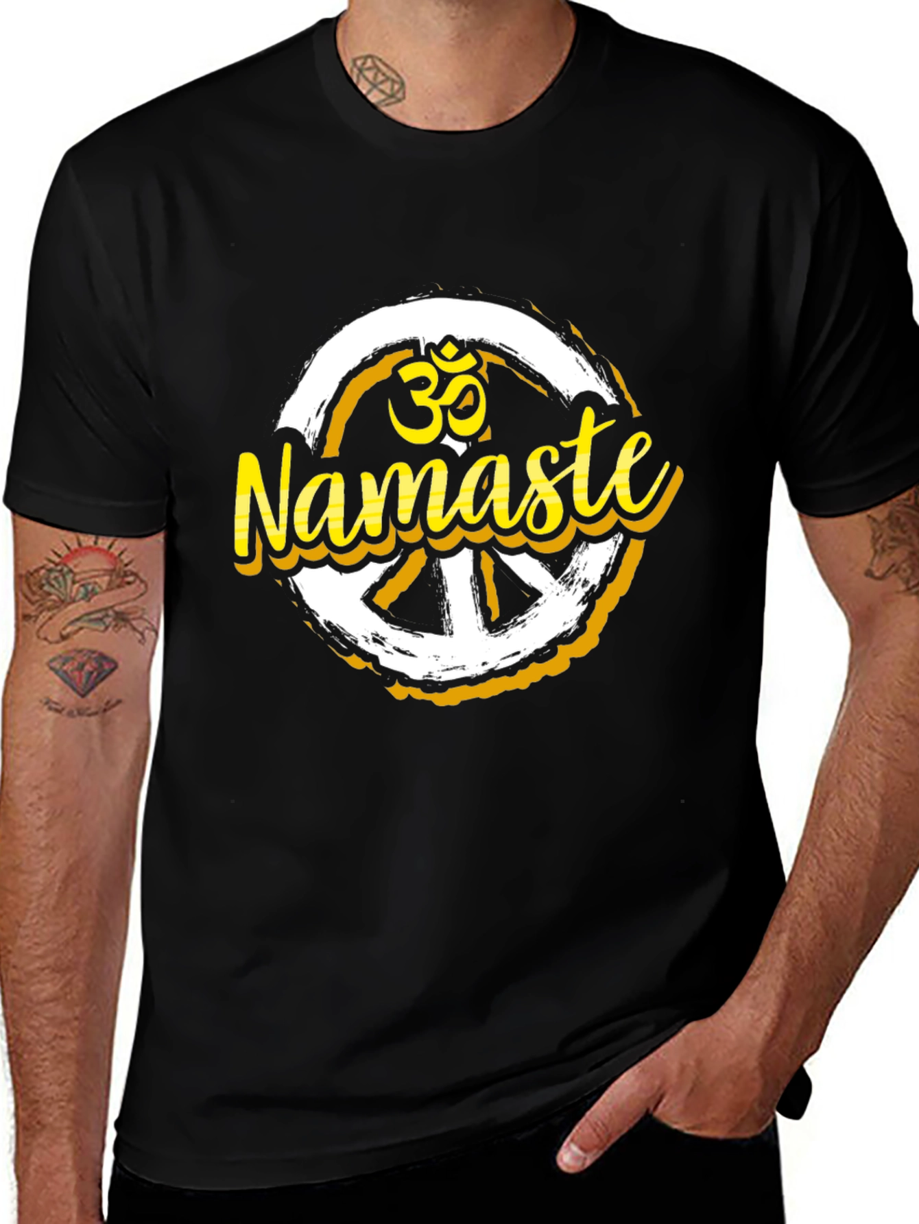 Variant 16 of Namaste Peace Sign Black T-Shirt